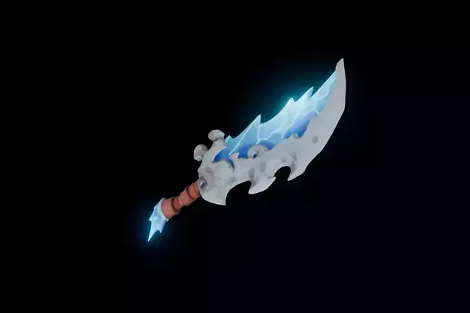 Frostfang - Stylized Fantasy Bone-Ice Sword -Game-Ready