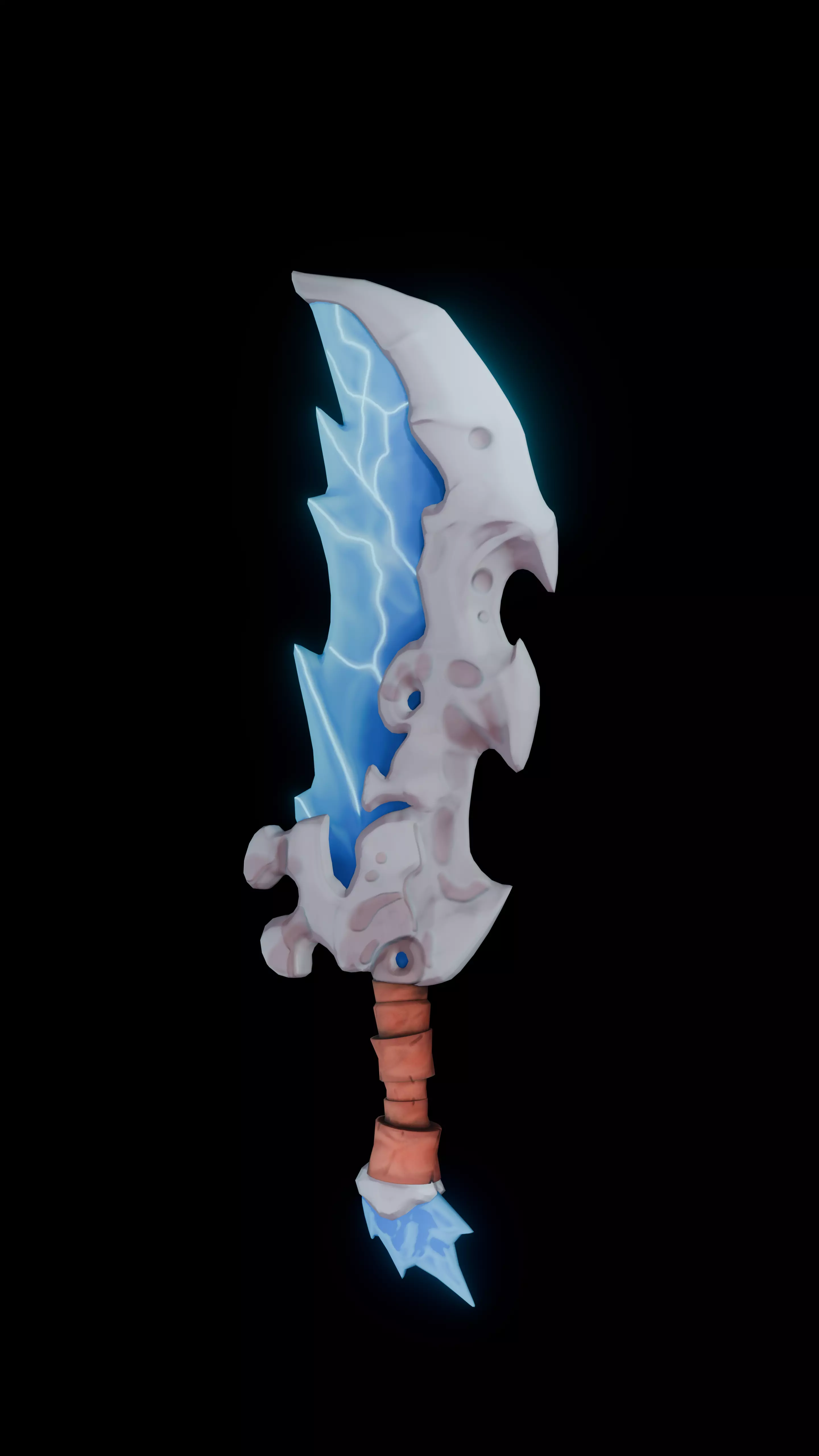 Frostfang - Stylized Fantasy Bone-Ice Sword -Game-Ready Low-poly 3D model_6