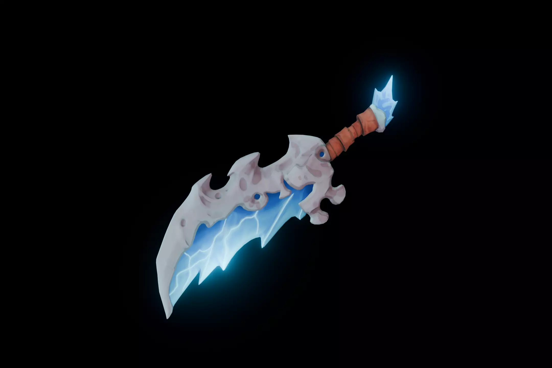 Frostfang - Stylized Fantasy Bone-Ice Sword -Game-Ready Low-poly 3D model_1