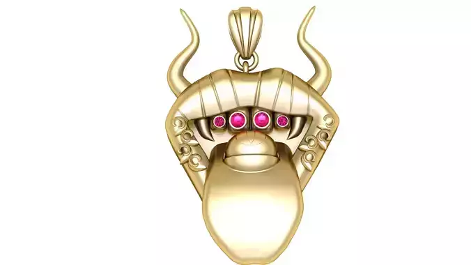 Demon Horned Beast Pendant 3D Printable Jewelry Model