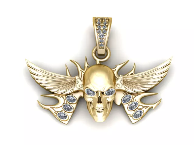 Winged Skull Diamond Pendant 3D Printable Model 3D print model