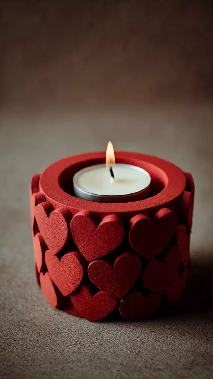 Romantic Heart-Patterned Tealight Candle Holder 3D print model_0