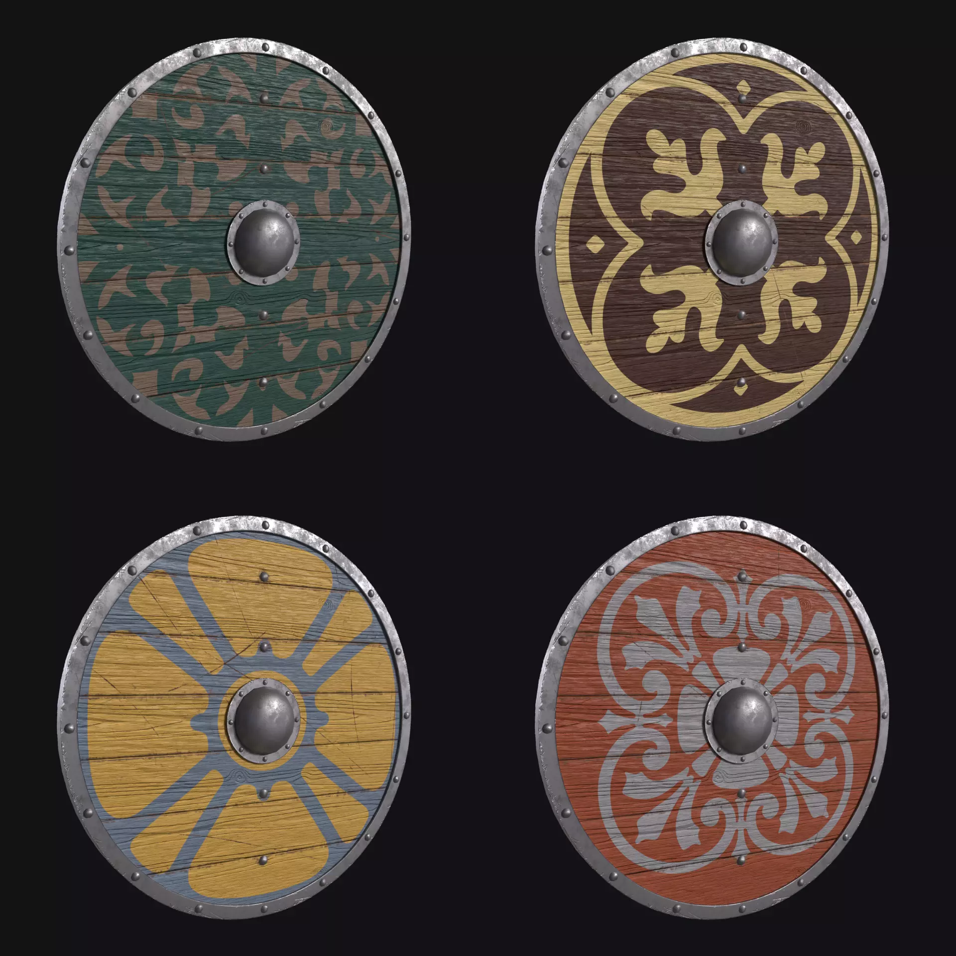 Viking Shield Collection Low-poly 3D model_9