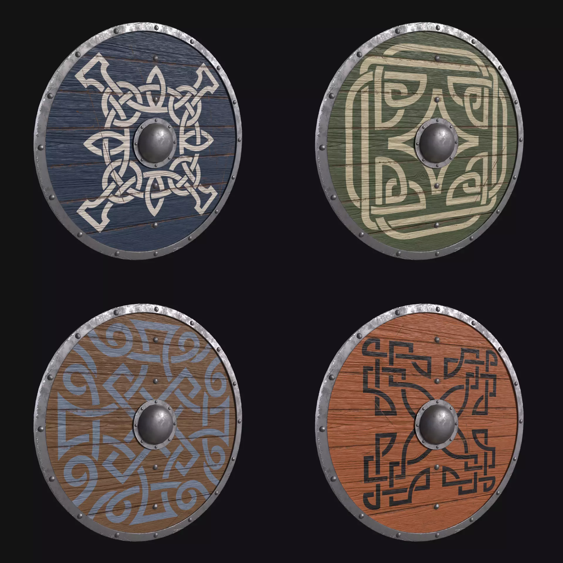 Viking Shield Collection Low-poly 3D model_4