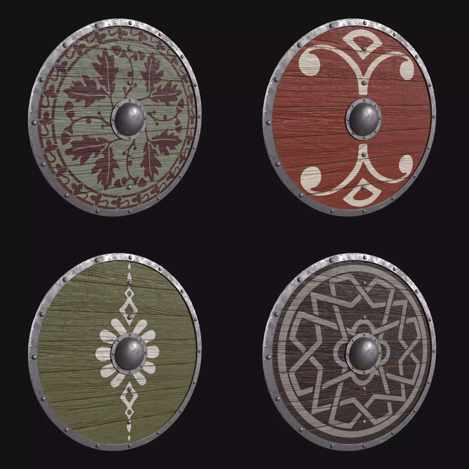 Viking Shield Collection Low-poly 3D model_7