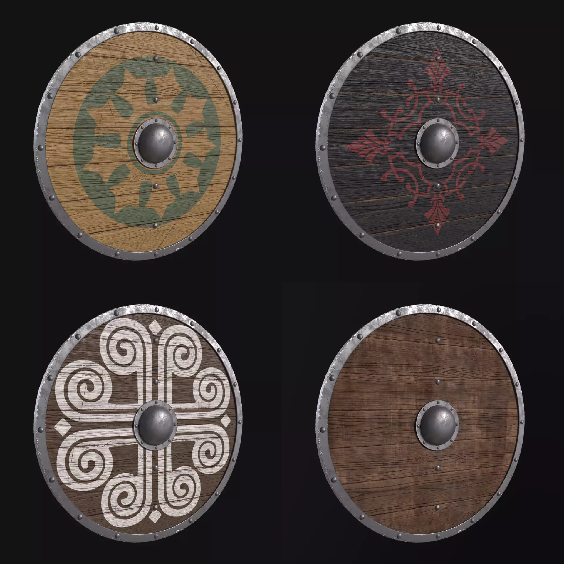 Viking Shield Collection Low-poly 3D model_13