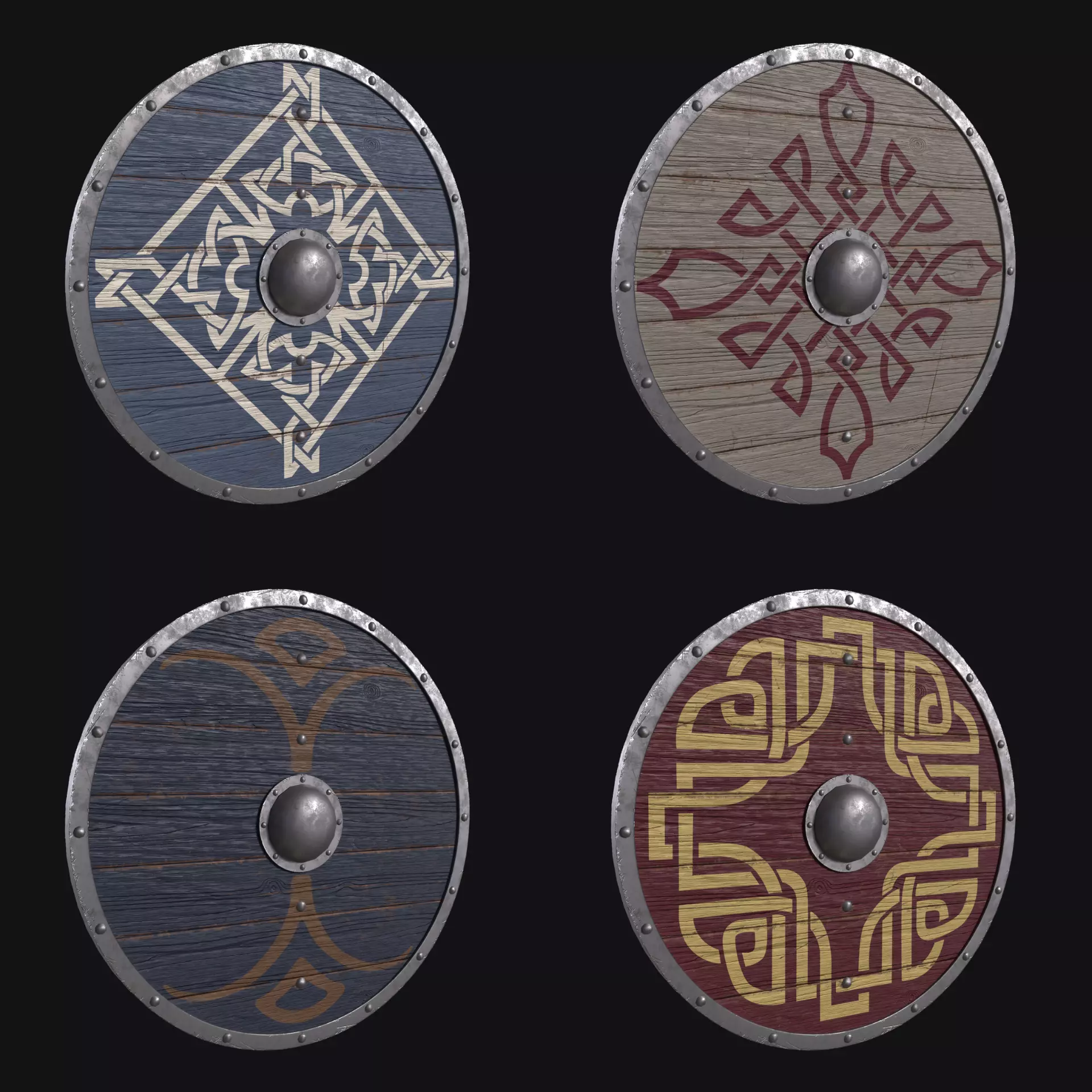Viking Shield Collection Low-poly 3D model_12
