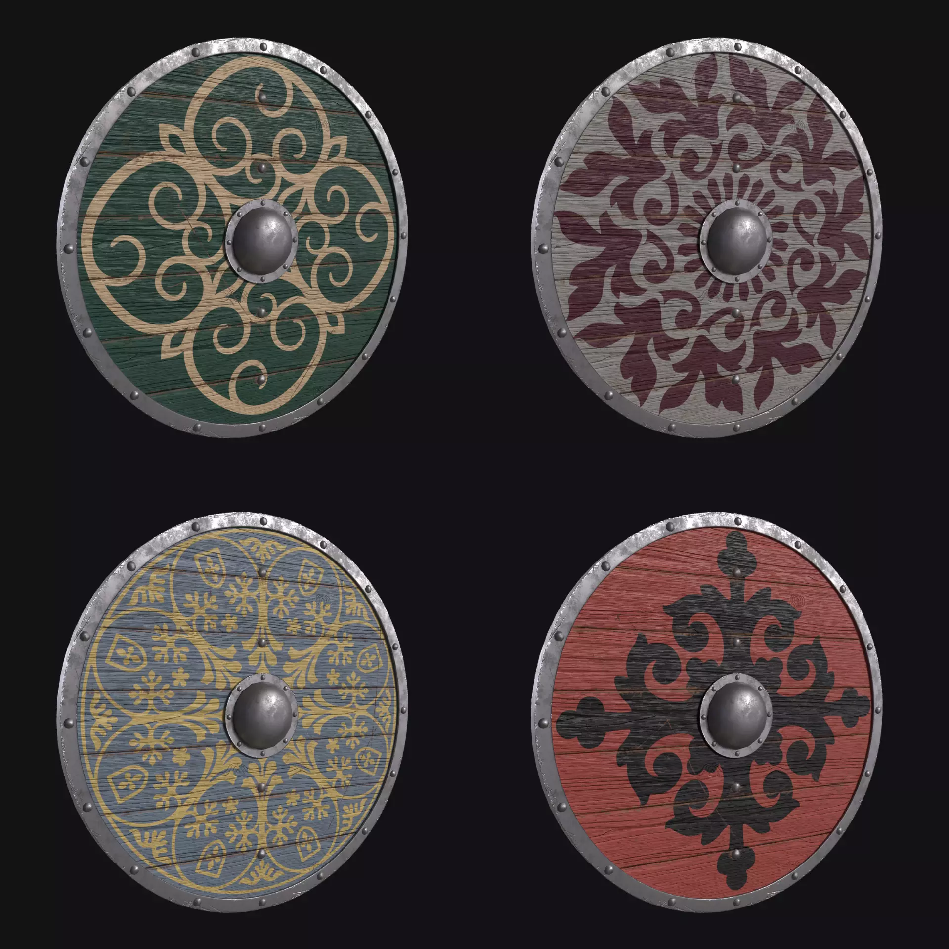 Viking Shield Collection Low-poly 3D model_10