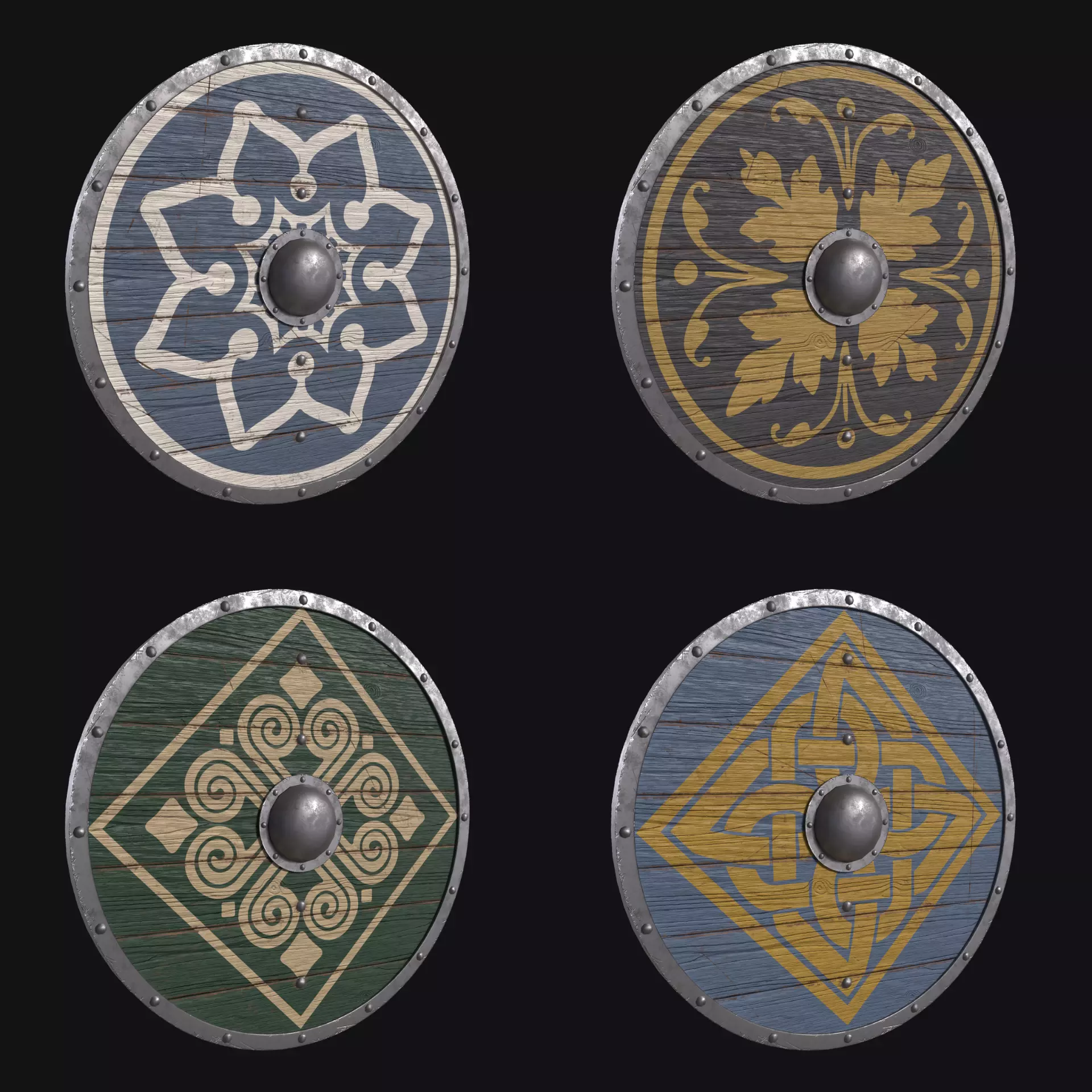 Viking Shield Collection Low-poly 3D model_11