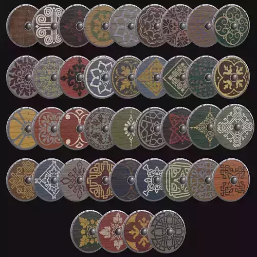 Viking Shield Collection Low-poly 3D model Viking Shield Collection Low-poly 3D model