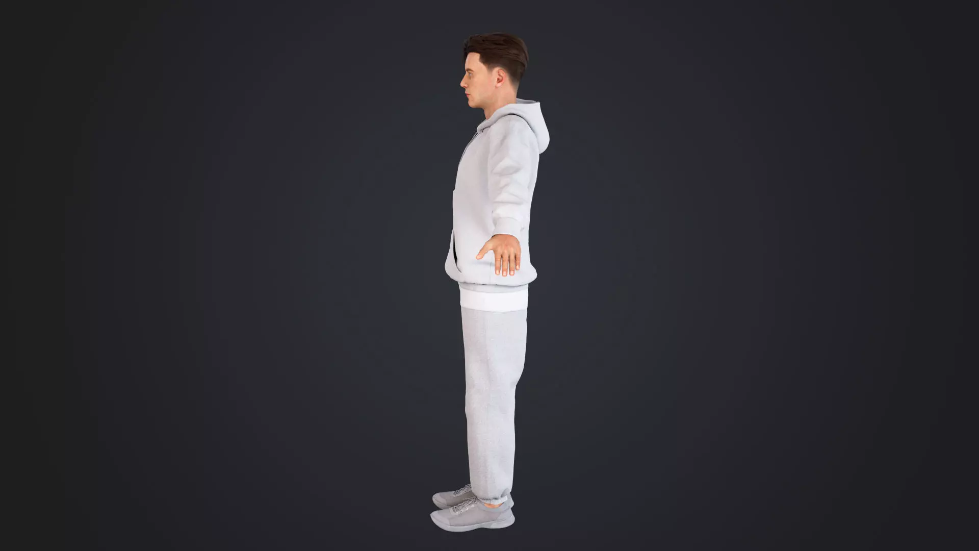 Men wearing hooded sweatshirts Low-poly 3D model_5