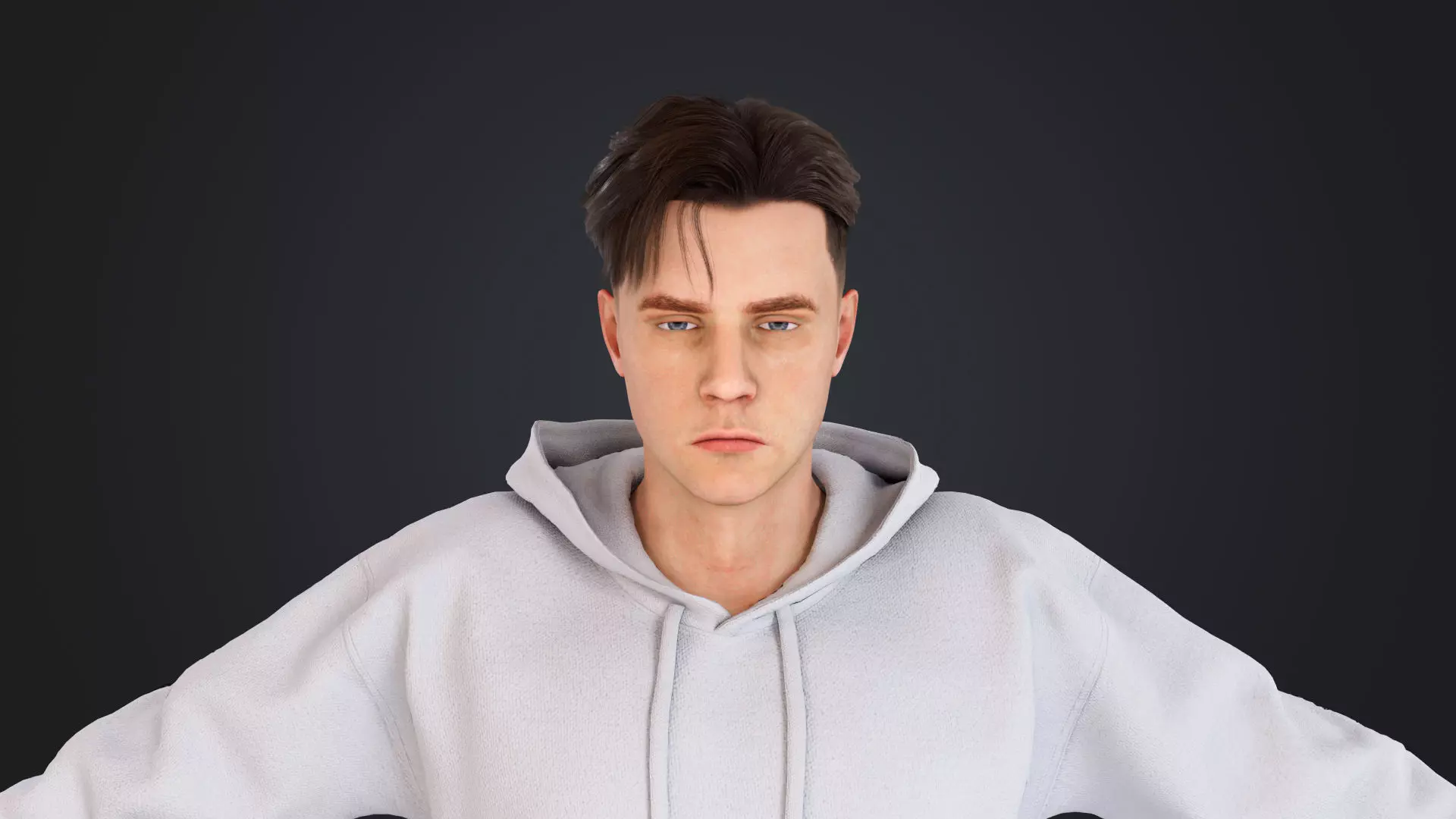 Men wearing hooded sweatshirts Low-poly 3D model_15