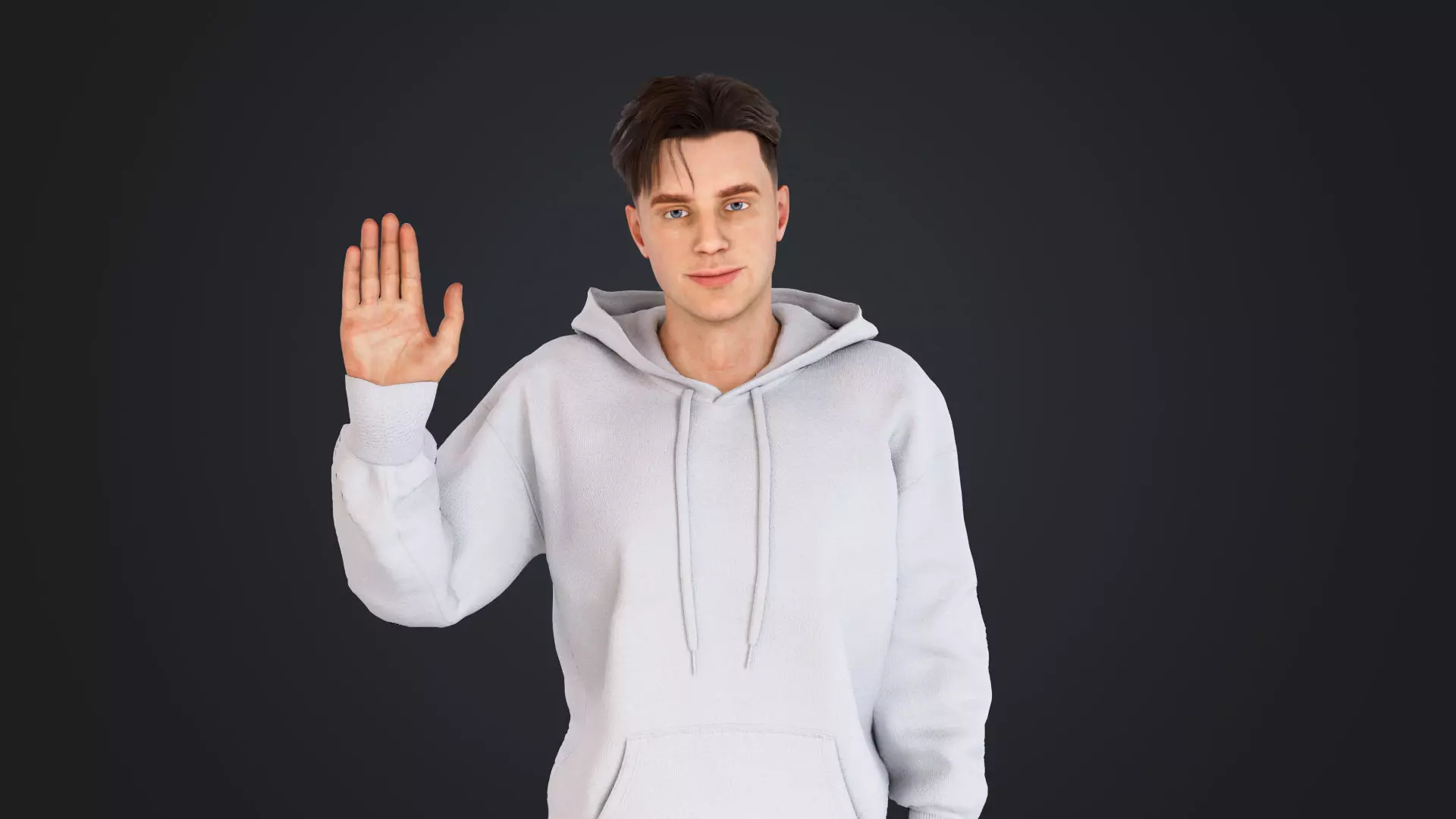 Men wearing hooded sweatshirts Low-poly 3D model_18