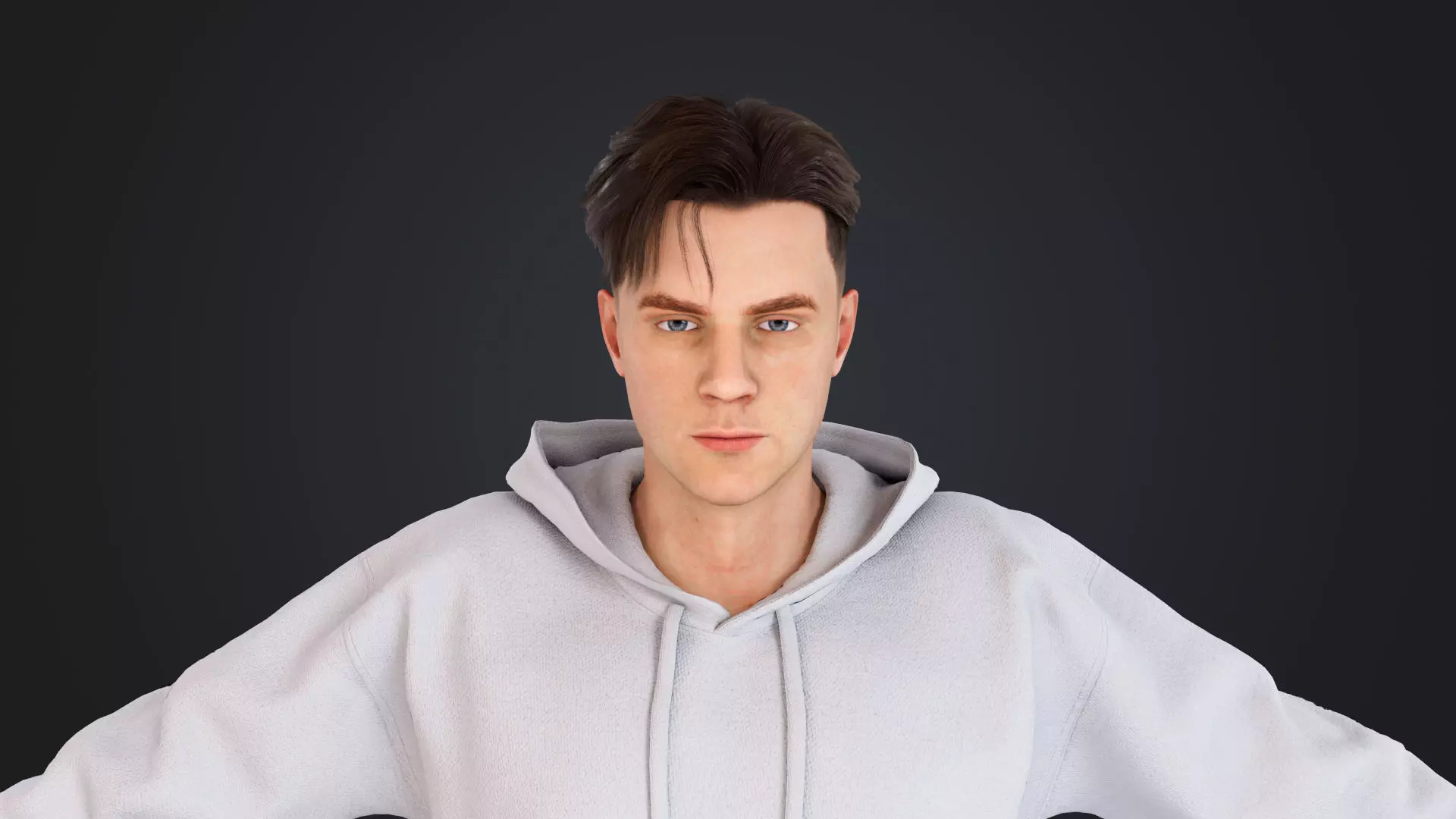 Men wearing hooded sweatshirts Low-poly 3D model_14