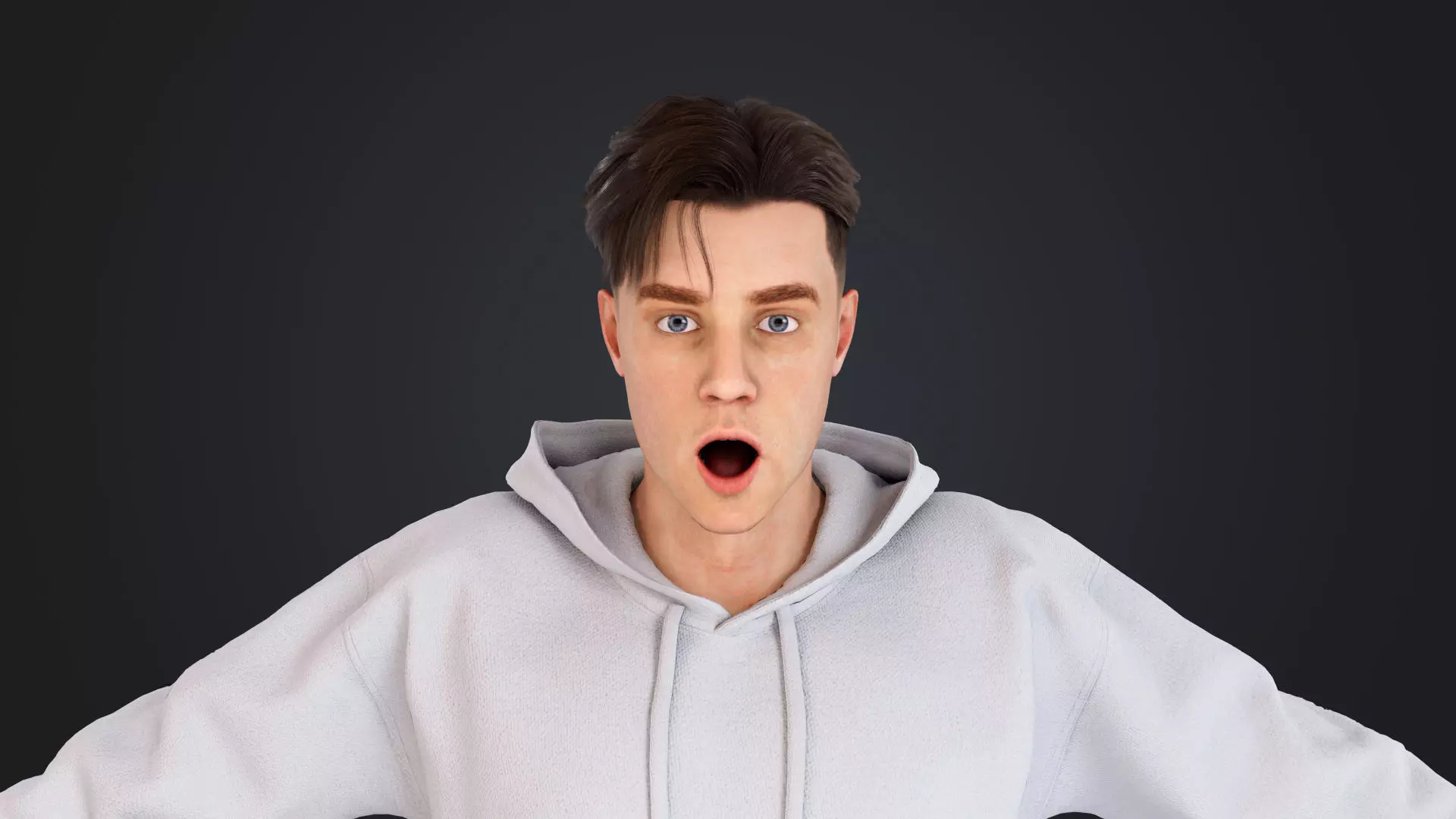 Men wearing hooded sweatshirts Low-poly 3D model_16