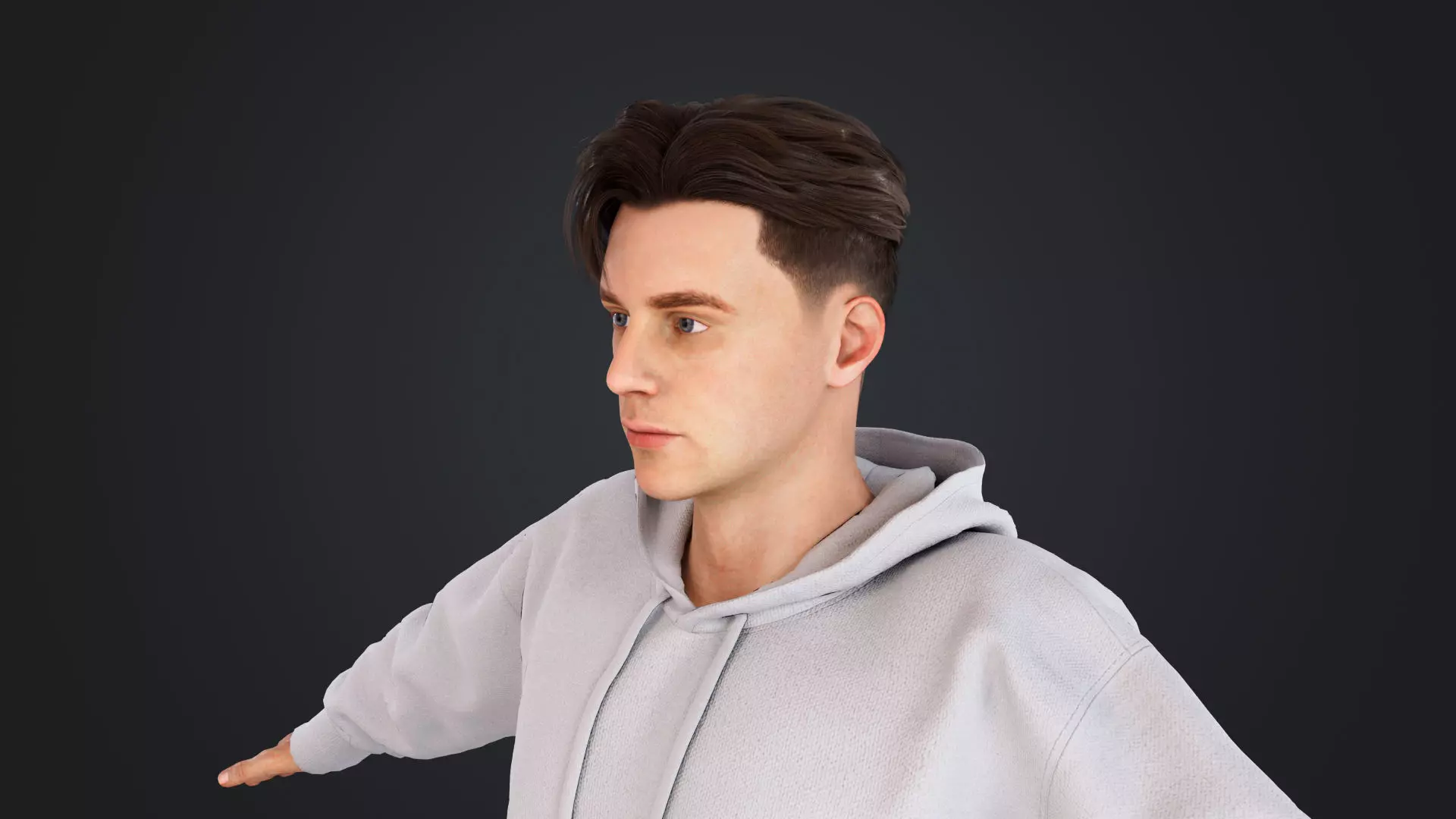 Men wearing hooded sweatshirts Low-poly 3D model_9