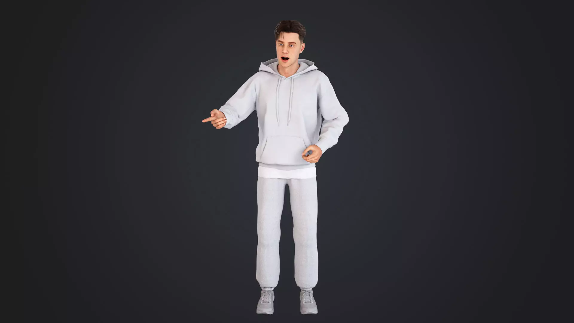 Men wearing hooded sweatshirts Low-poly 3D model_1
