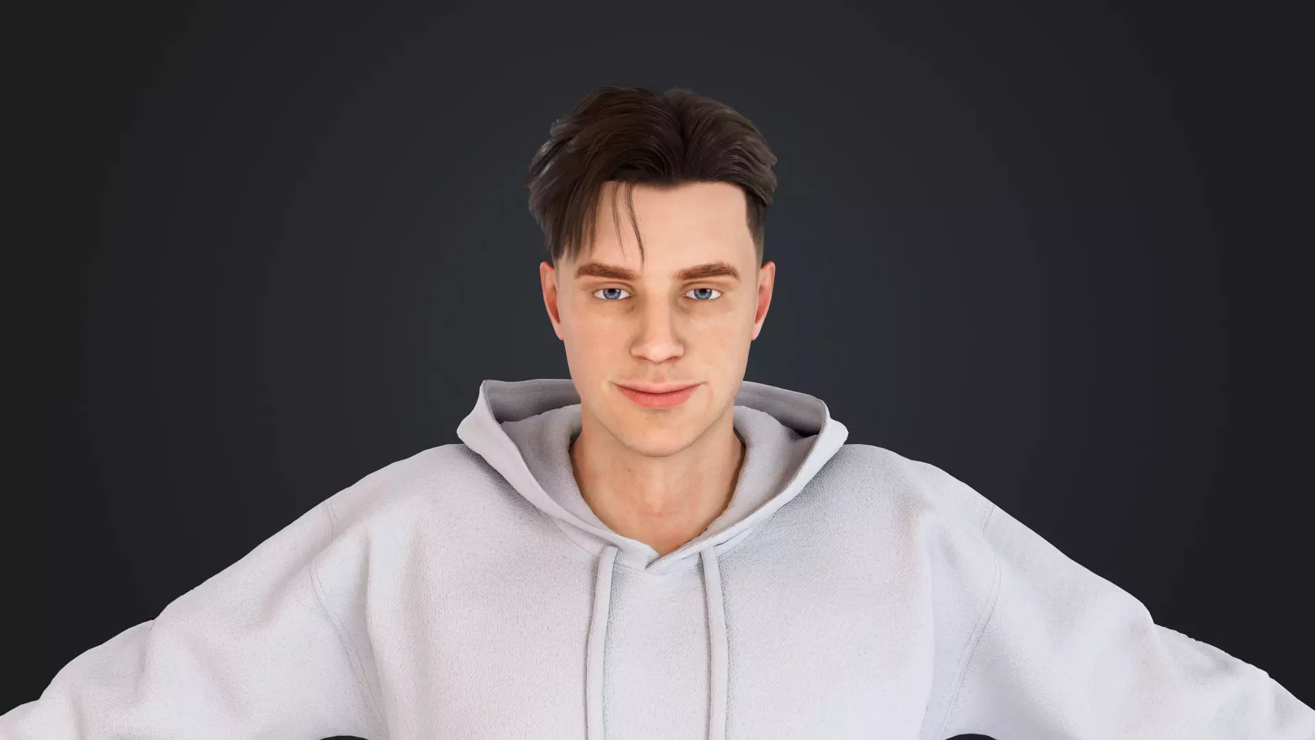 Men wearing hooded sweatshirts Low-poly 3D model_13