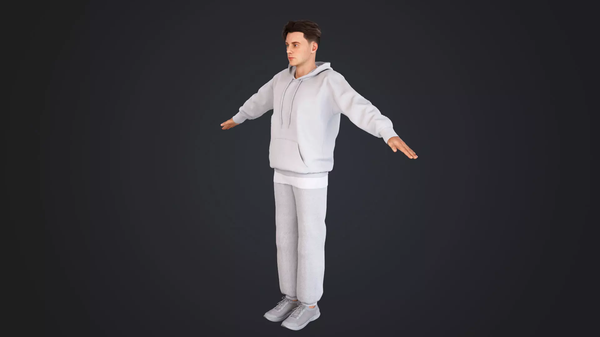 Men wearing hooded sweatshirts Low-poly 3D model_4