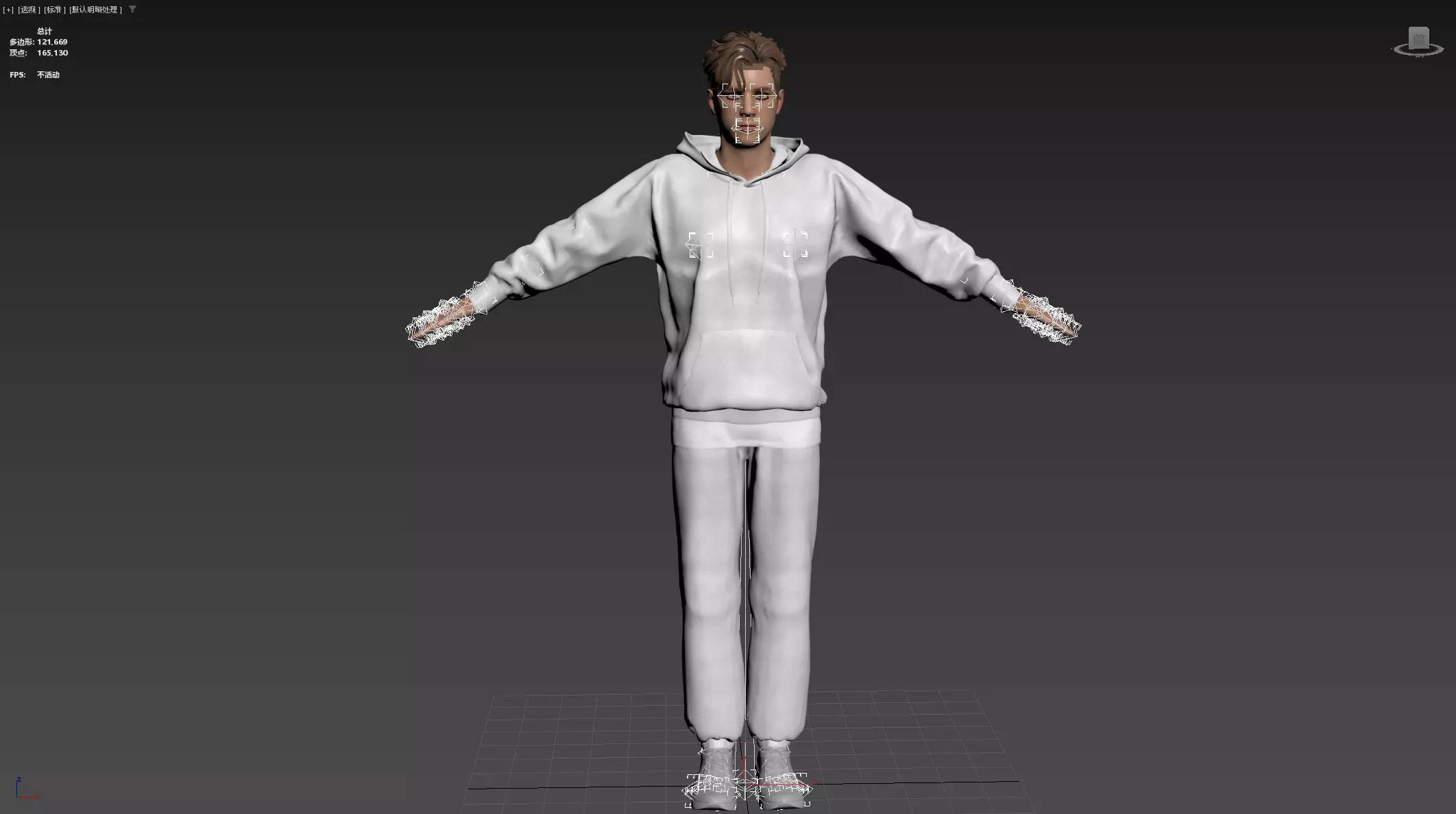 Men wearing hooded sweatshirts Low-poly 3D model_27
