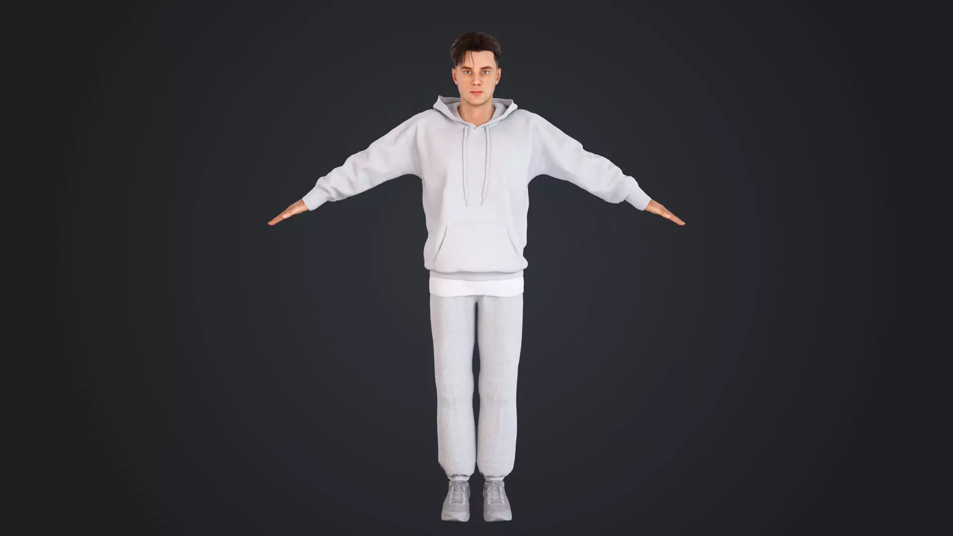 Men wearing hooded sweatshirts Low-poly 3D model_3