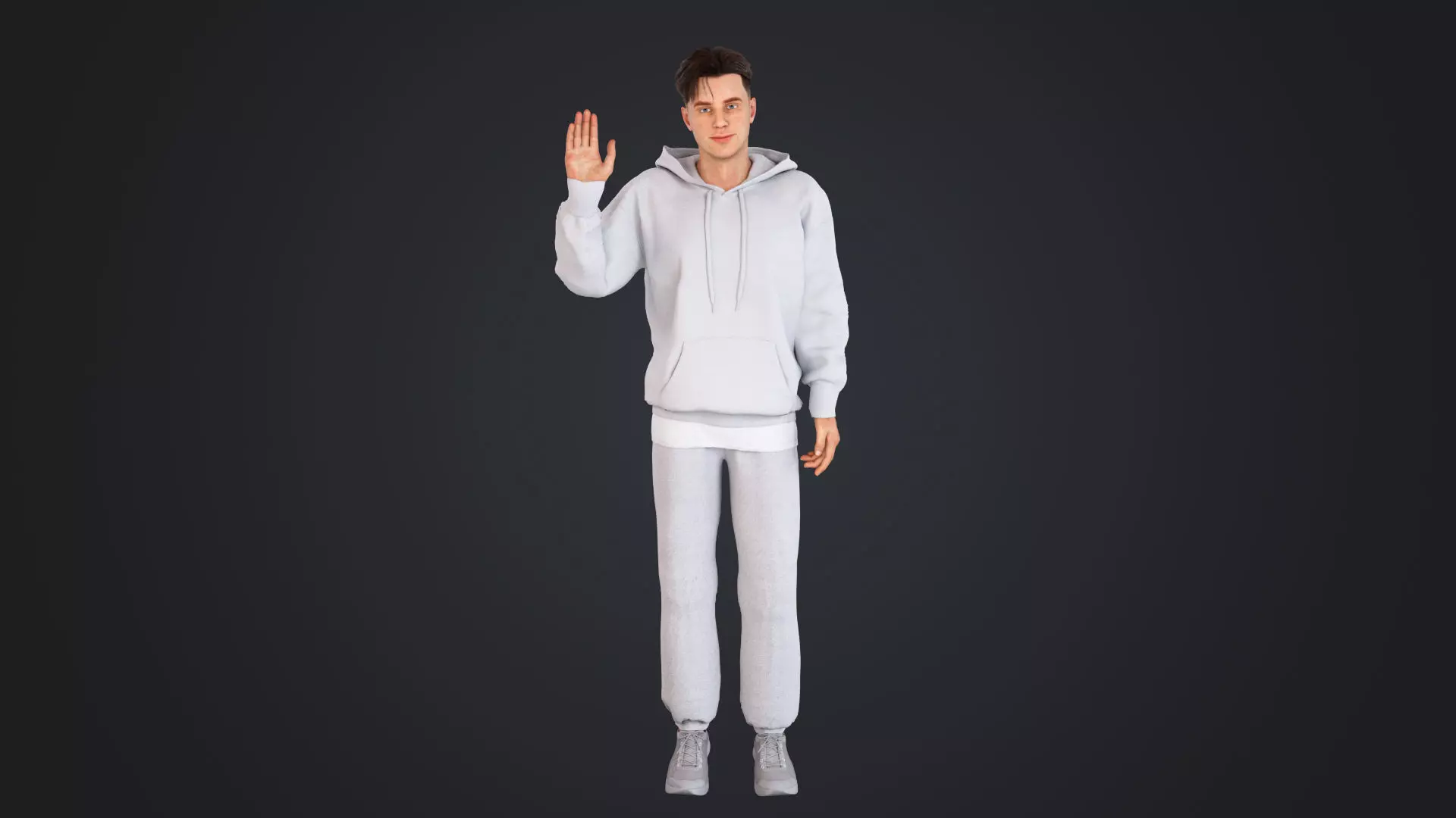 Men wearing hooded sweatshirts Low-poly 3D model_2