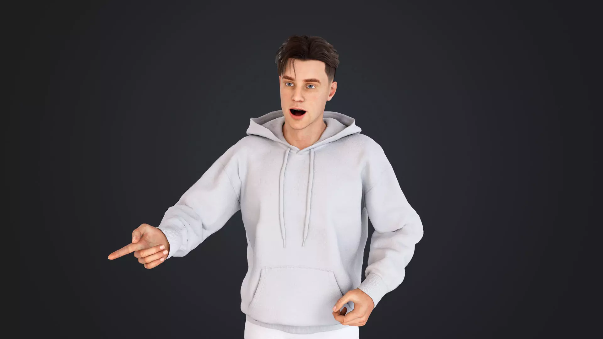 Men wearing hooded sweatshirts Low-poly 3D model_19