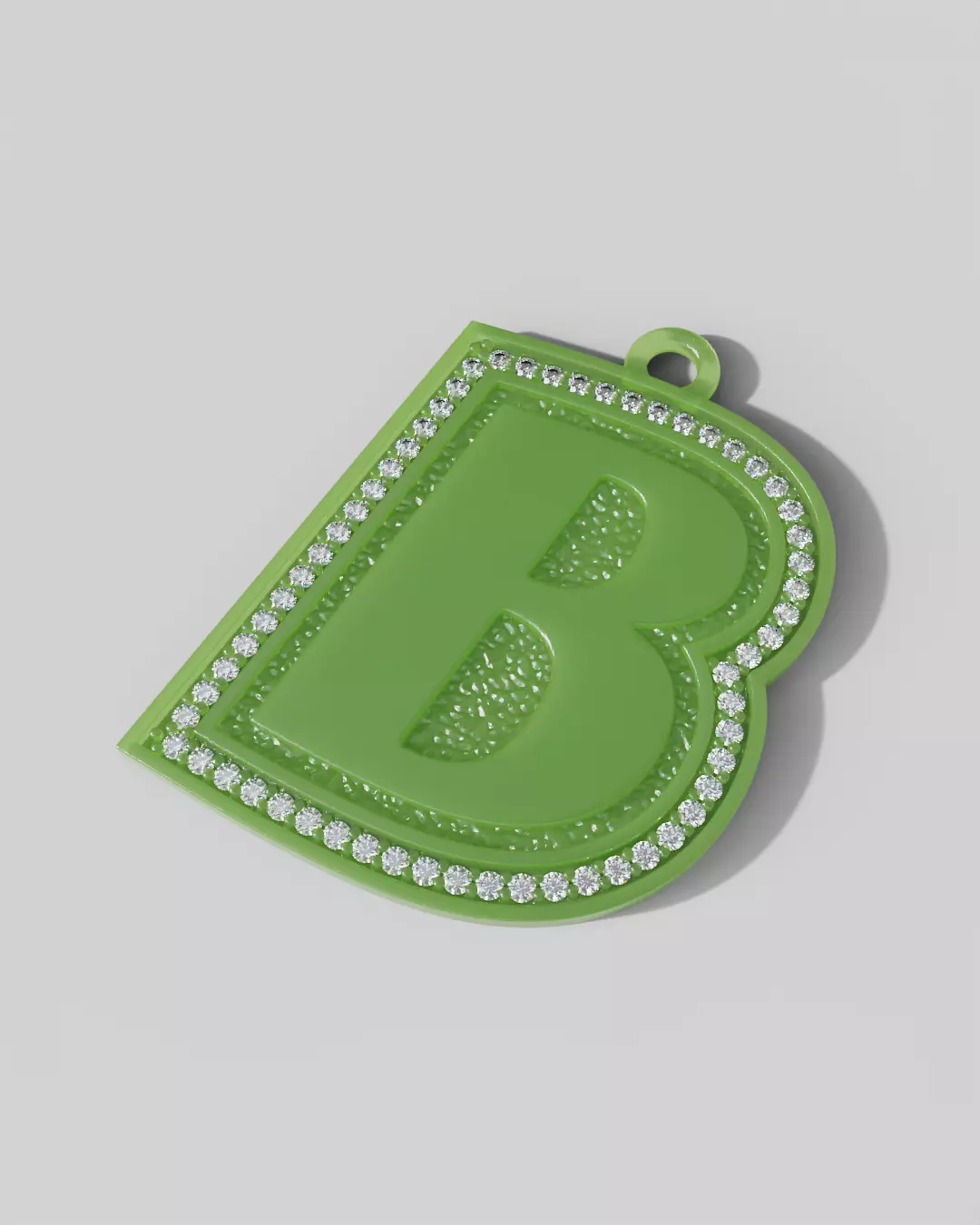 B Pendant Gems Outline and Textured Low Relief 3D print model 3D print model_7