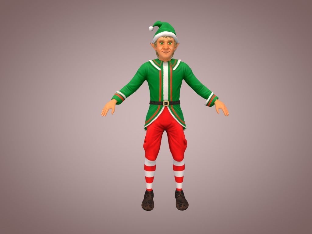 Christmas Elven Low-poly 3D model_7
