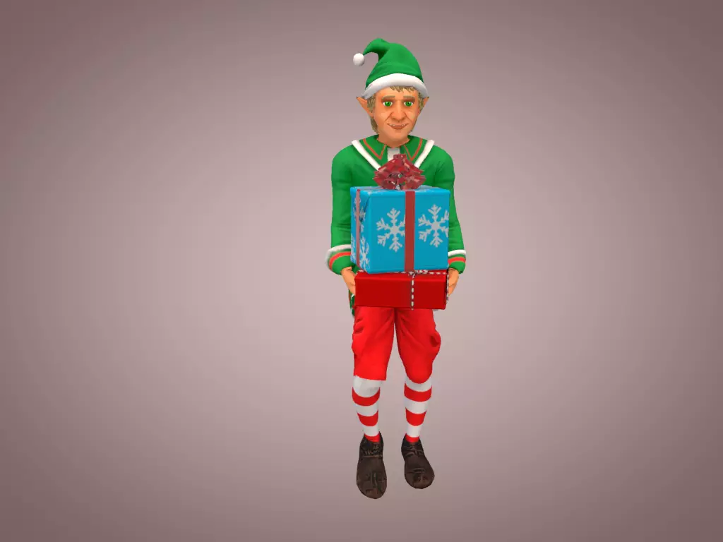 Christmas Elven Low-poly 3D model_0