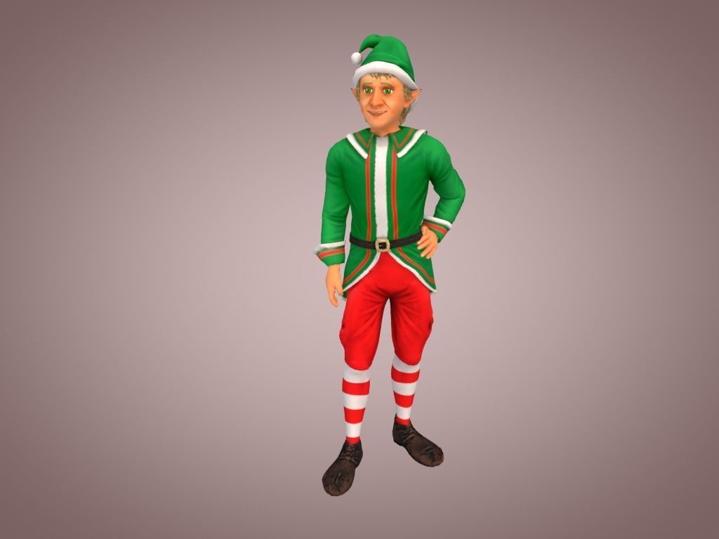 Christmas Elven Low-poly 3D model_1