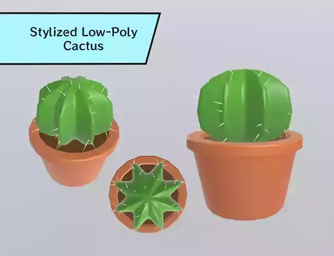 Stylized Low-Poly Cactus Low-poly 3D model