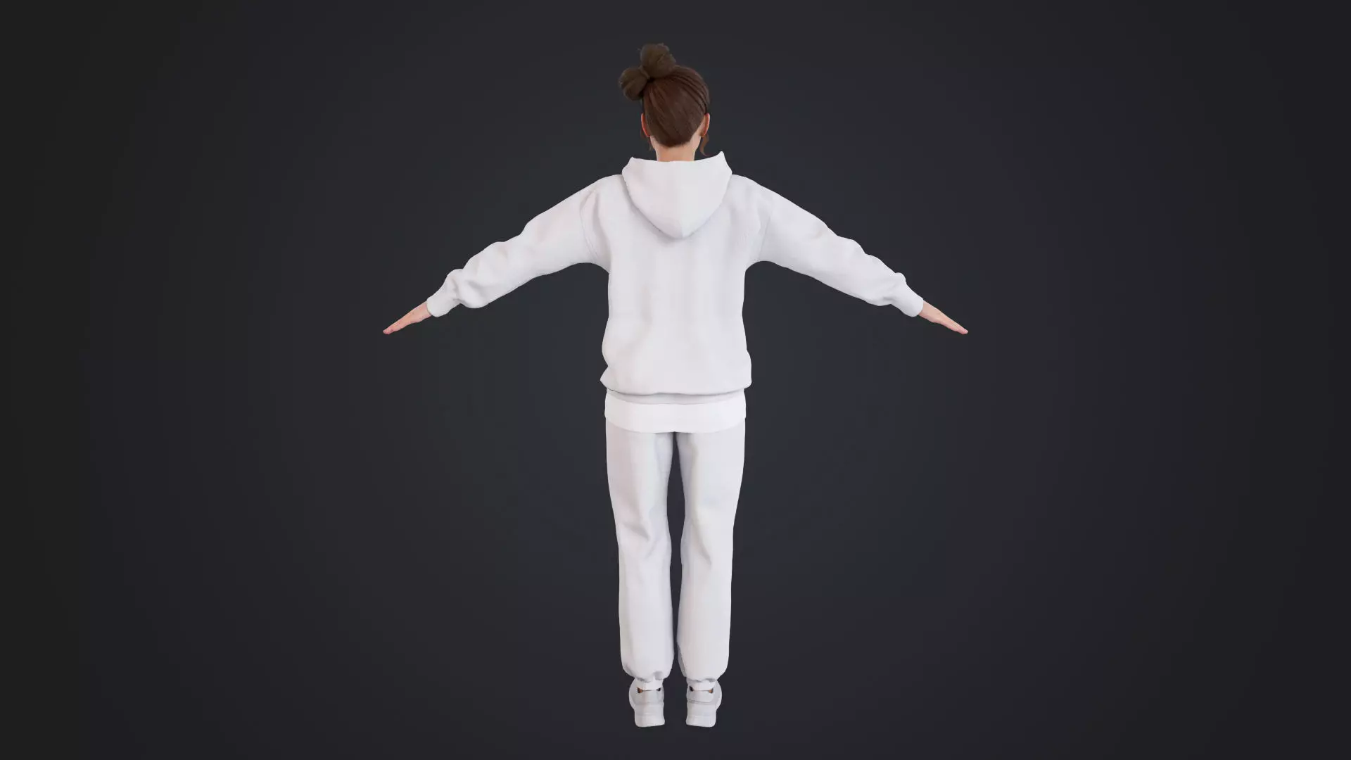 Women wearing hooded sweatshirts Low-poly 3D model_7