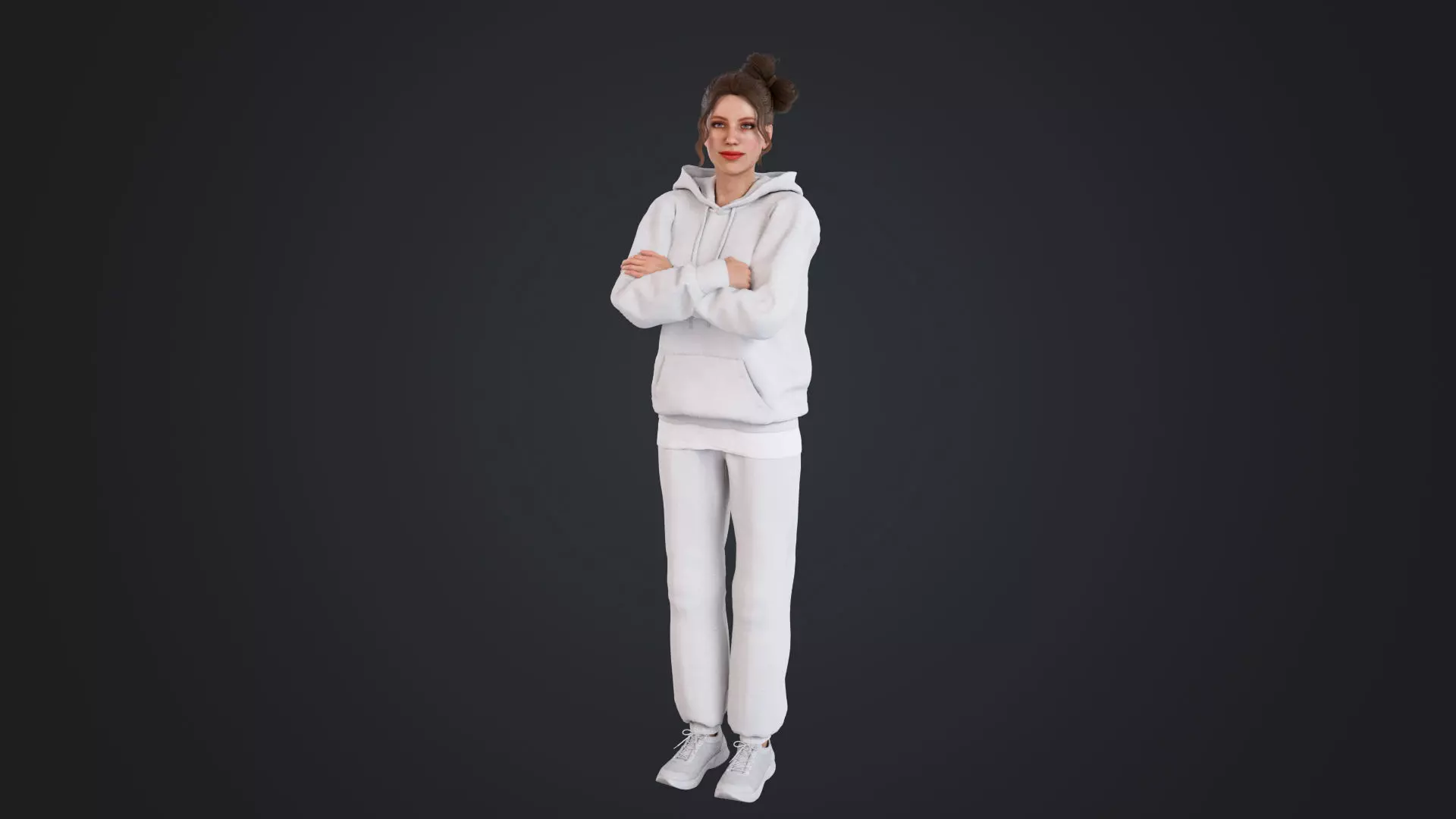 Women wearing hooded sweatshirts Low-poly 3D model_2