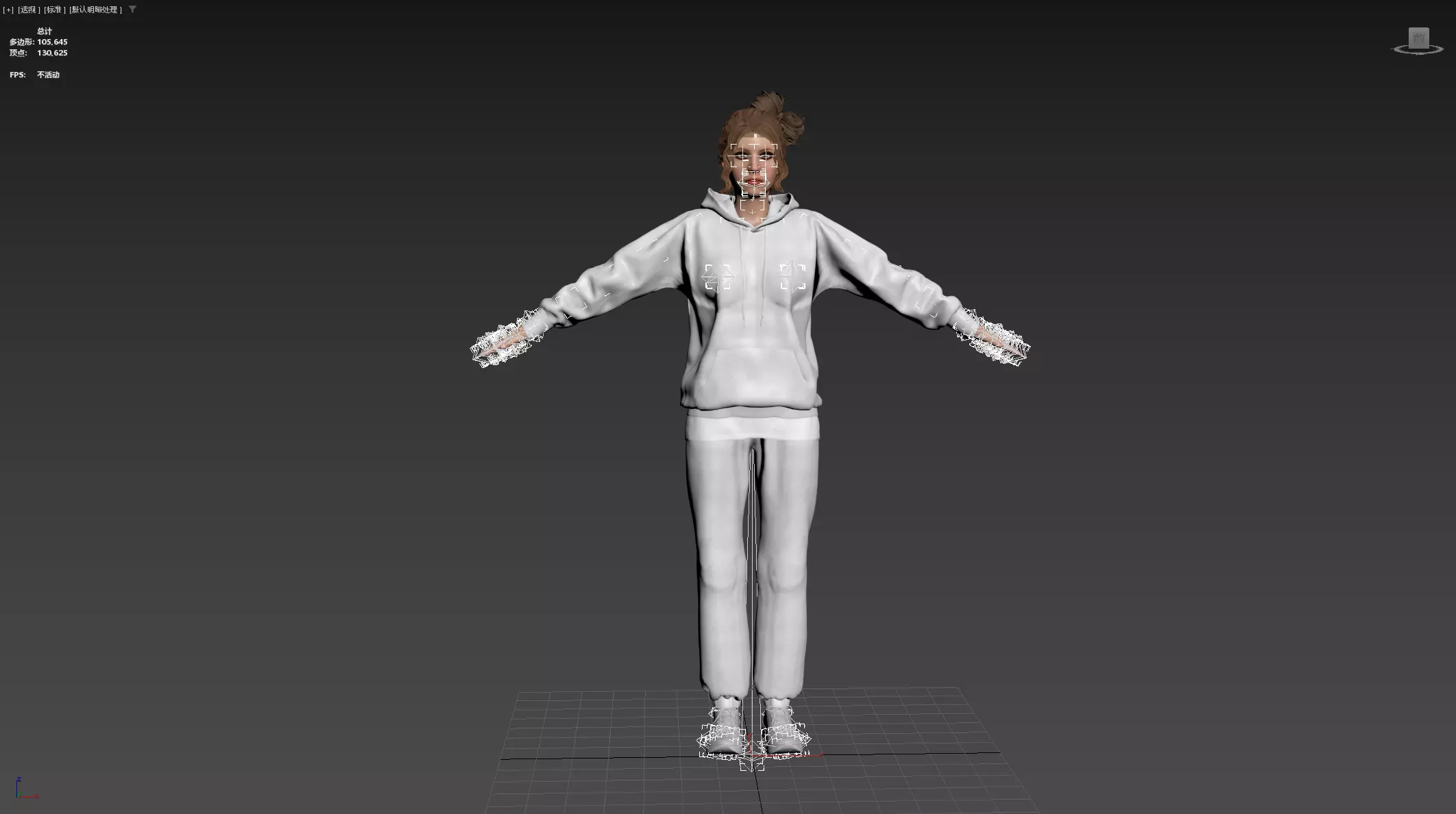 Women wearing hooded sweatshirts Low-poly 3D model_26