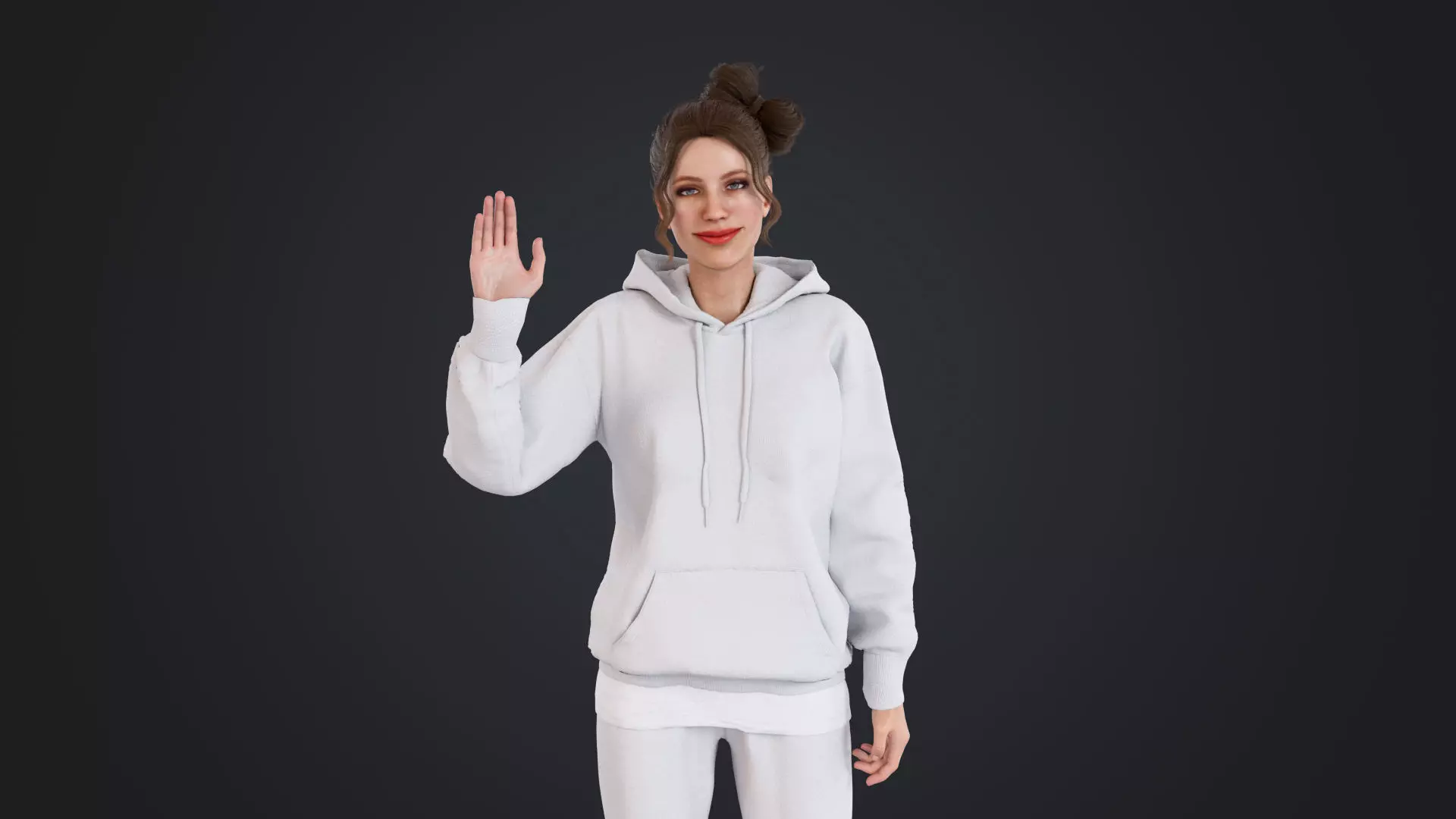 Women wearing hooded sweatshirts Low-poly 3D model_18