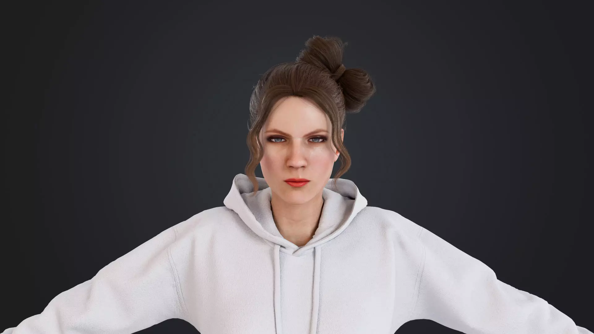 Women wearing hooded sweatshirts Low-poly 3D model_14
