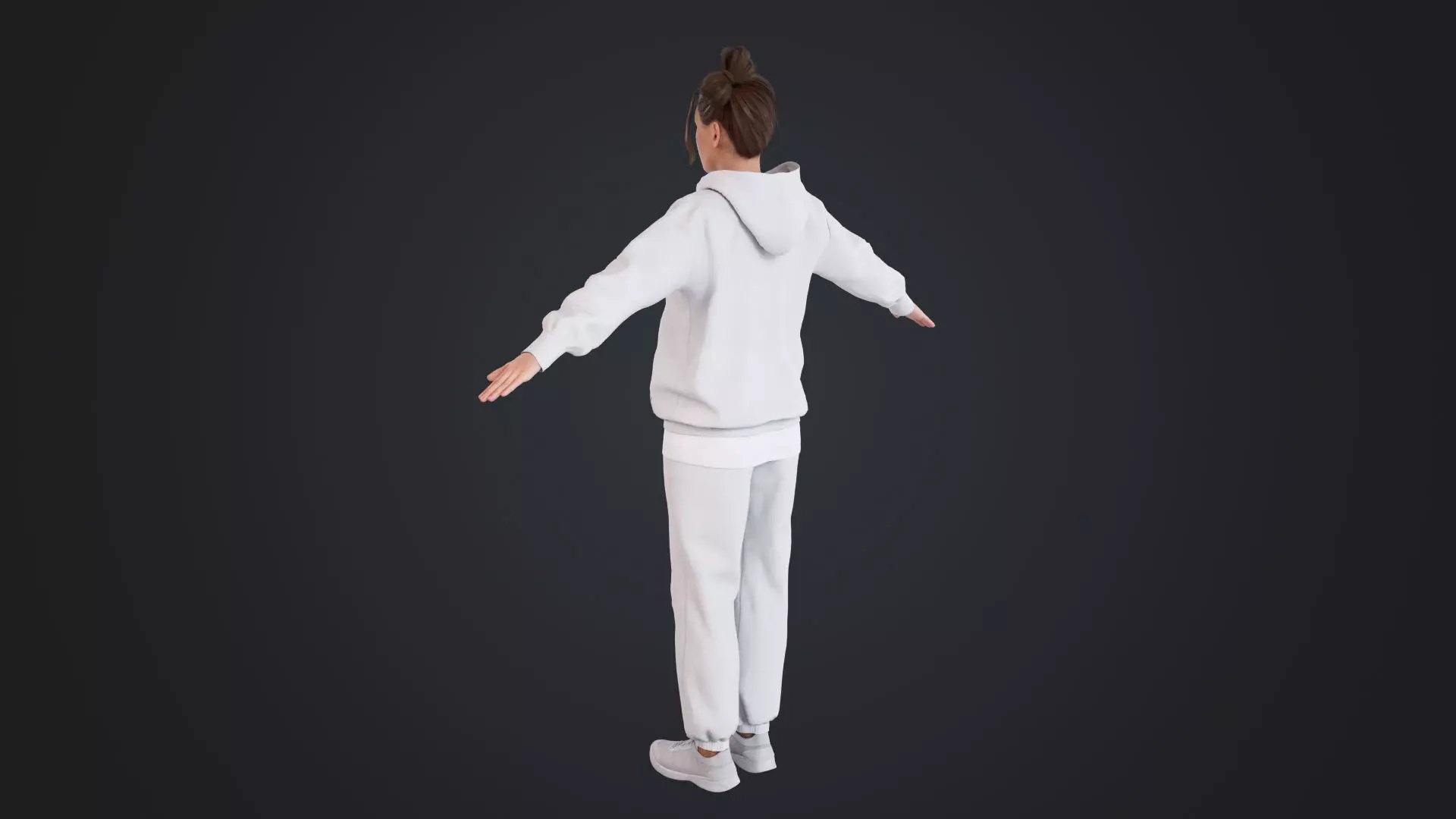 Women wearing hooded sweatshirts Low-poly 3D model_6