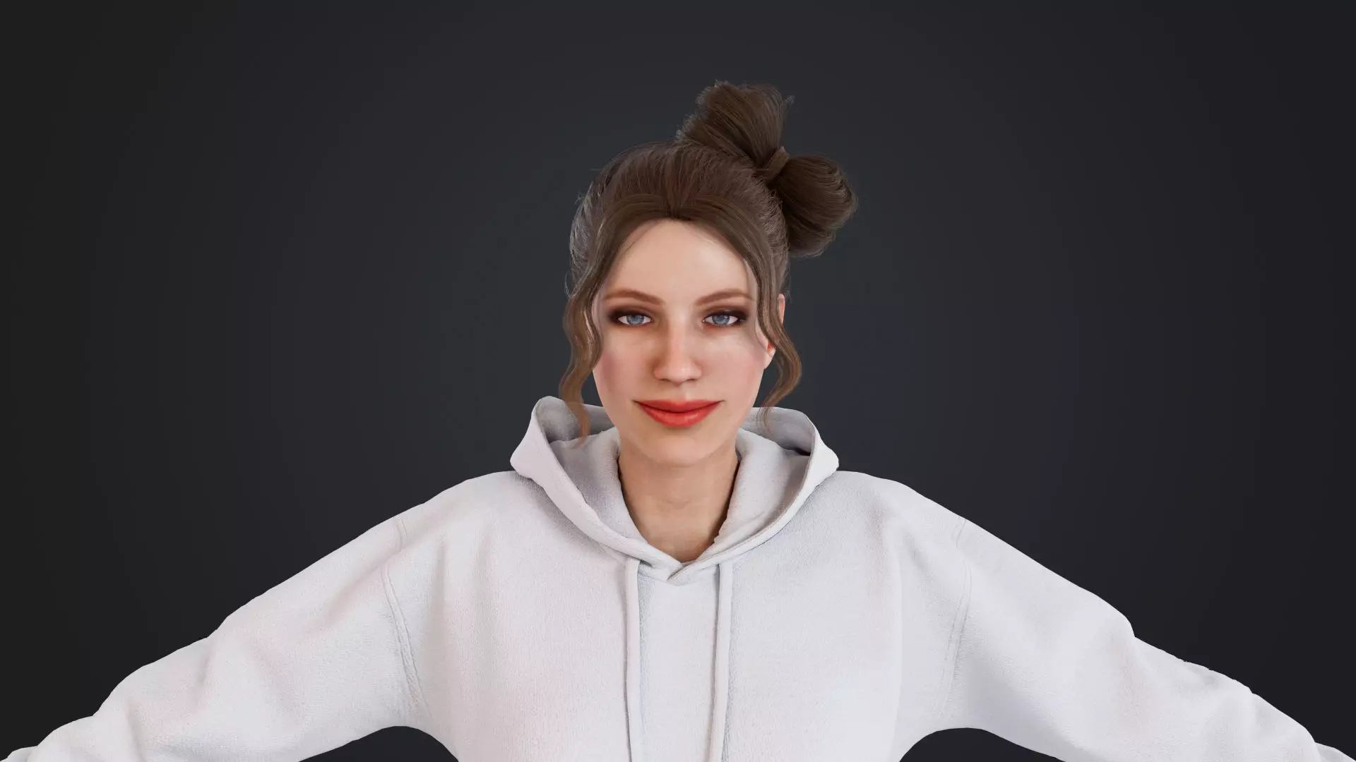 Women wearing hooded sweatshirts Low-poly 3D model_17