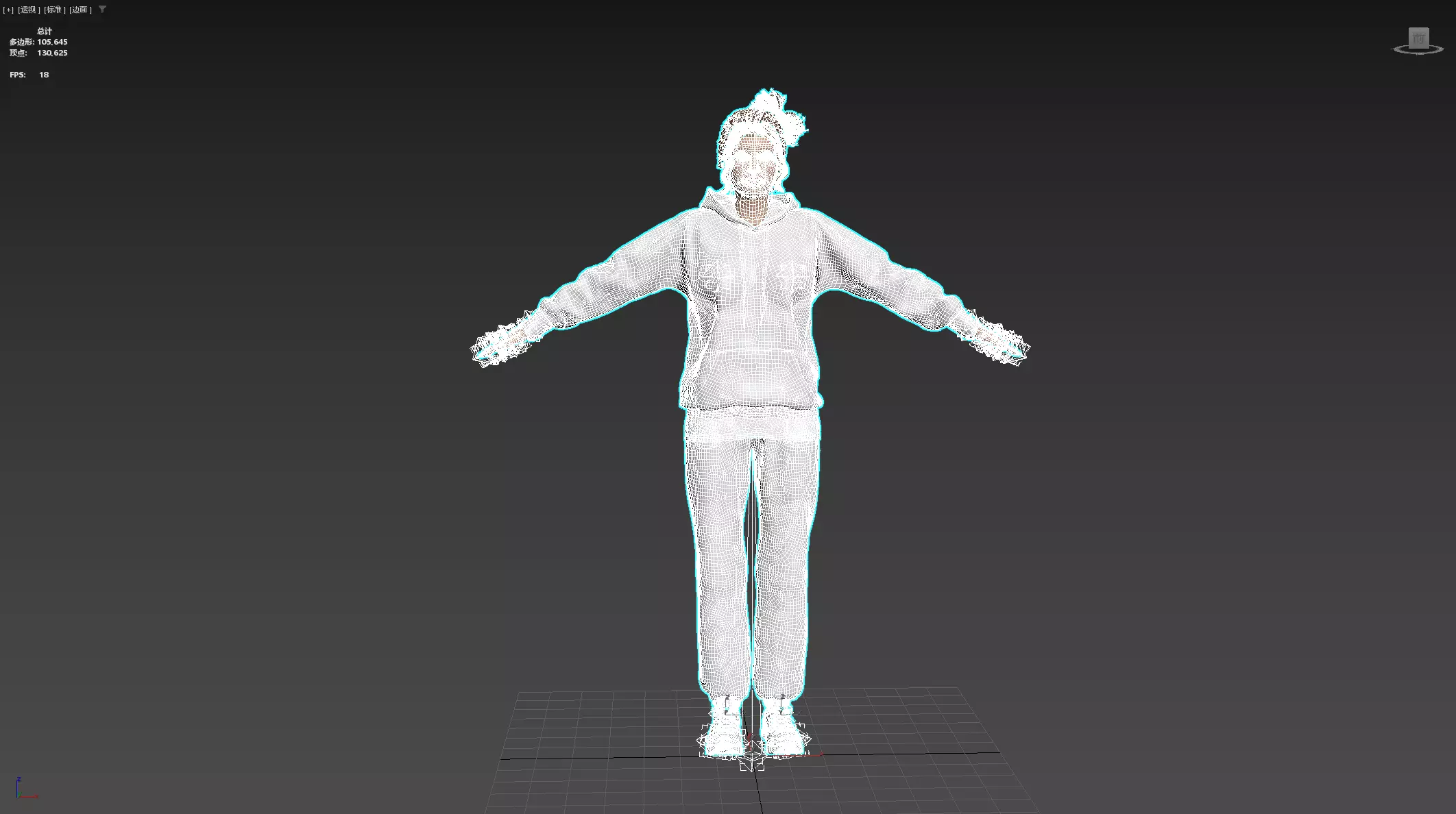 Women wearing hooded sweatshirts Low-poly 3D model_27