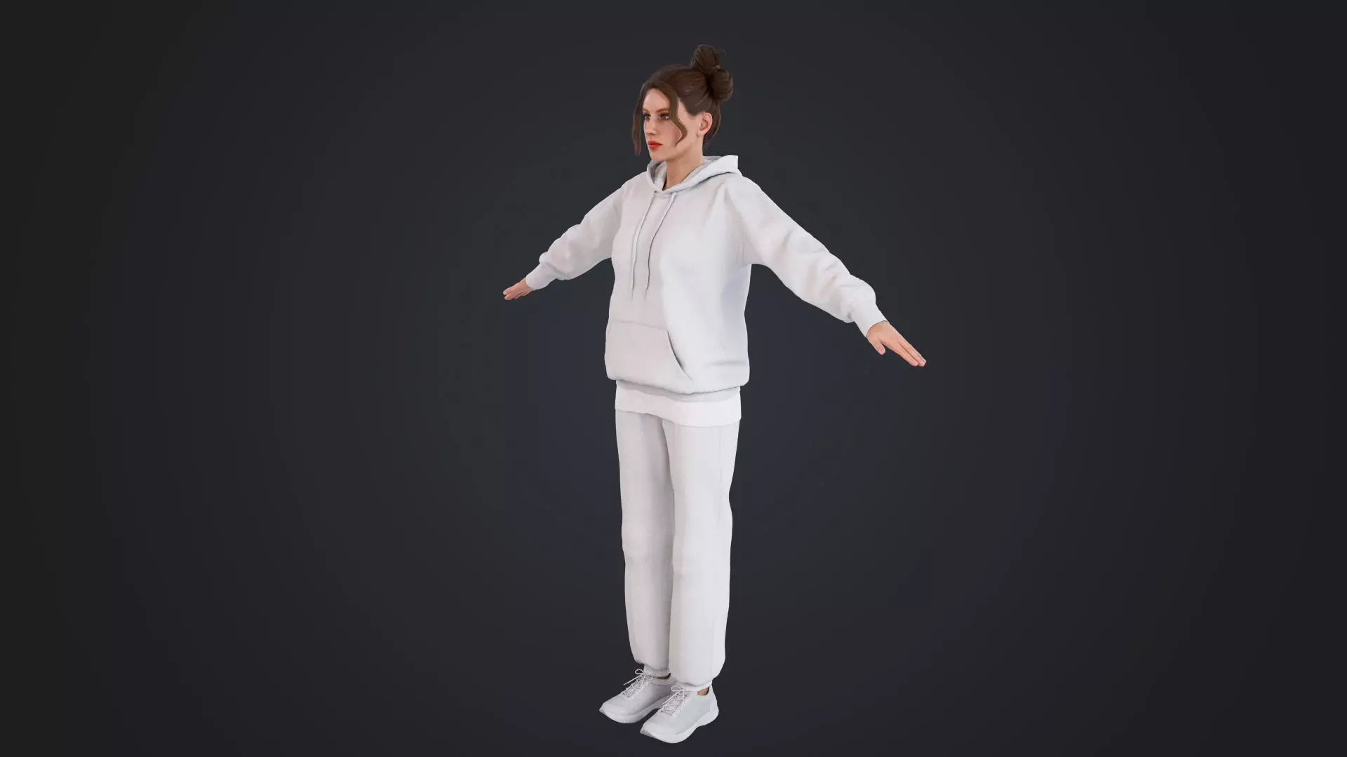 Women wearing hooded sweatshirts Low-poly 3D model_4
