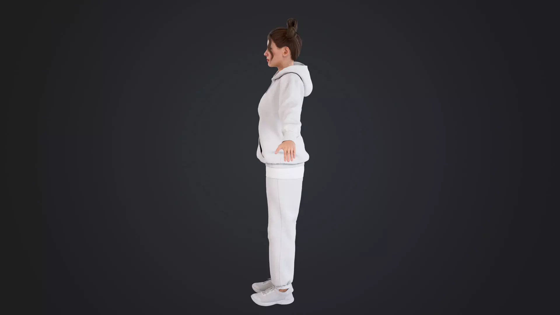 Women wearing hooded sweatshirts Low-poly 3D model_5
