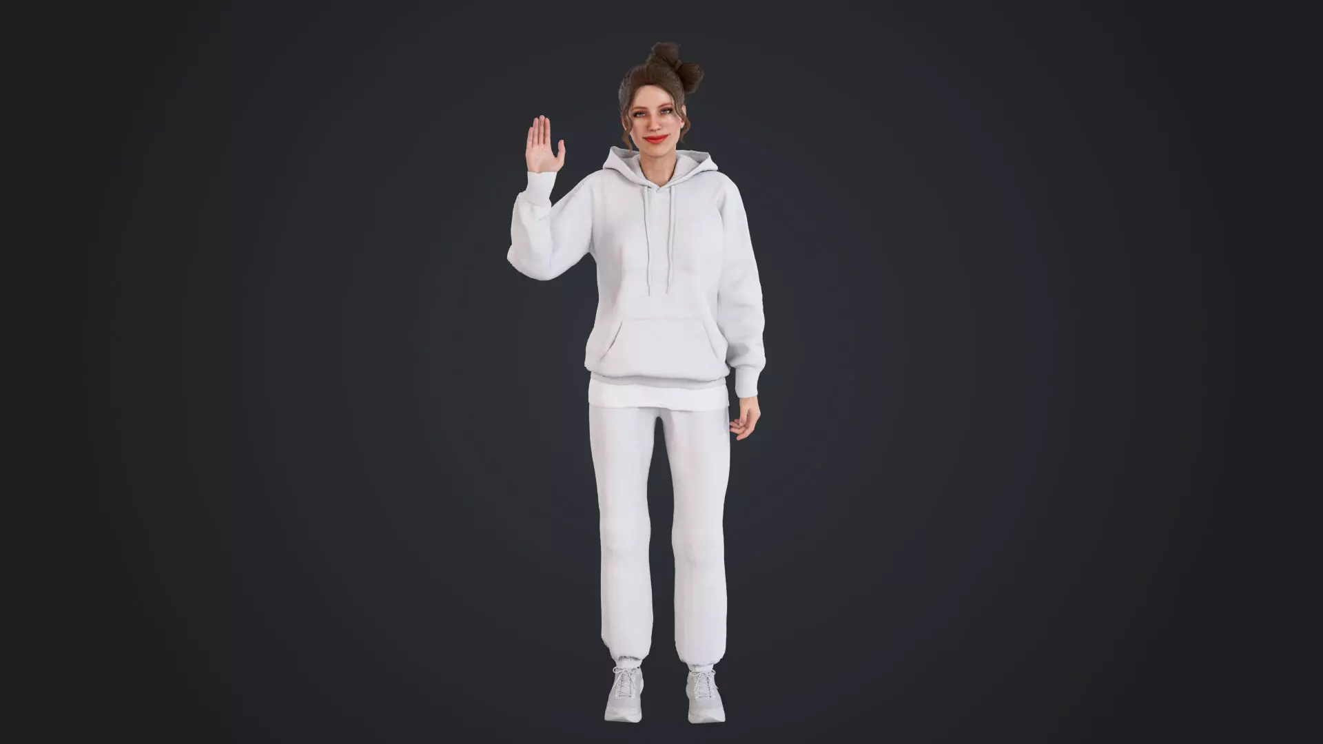 Women wearing hooded sweatshirts Low-poly 3D model_1
