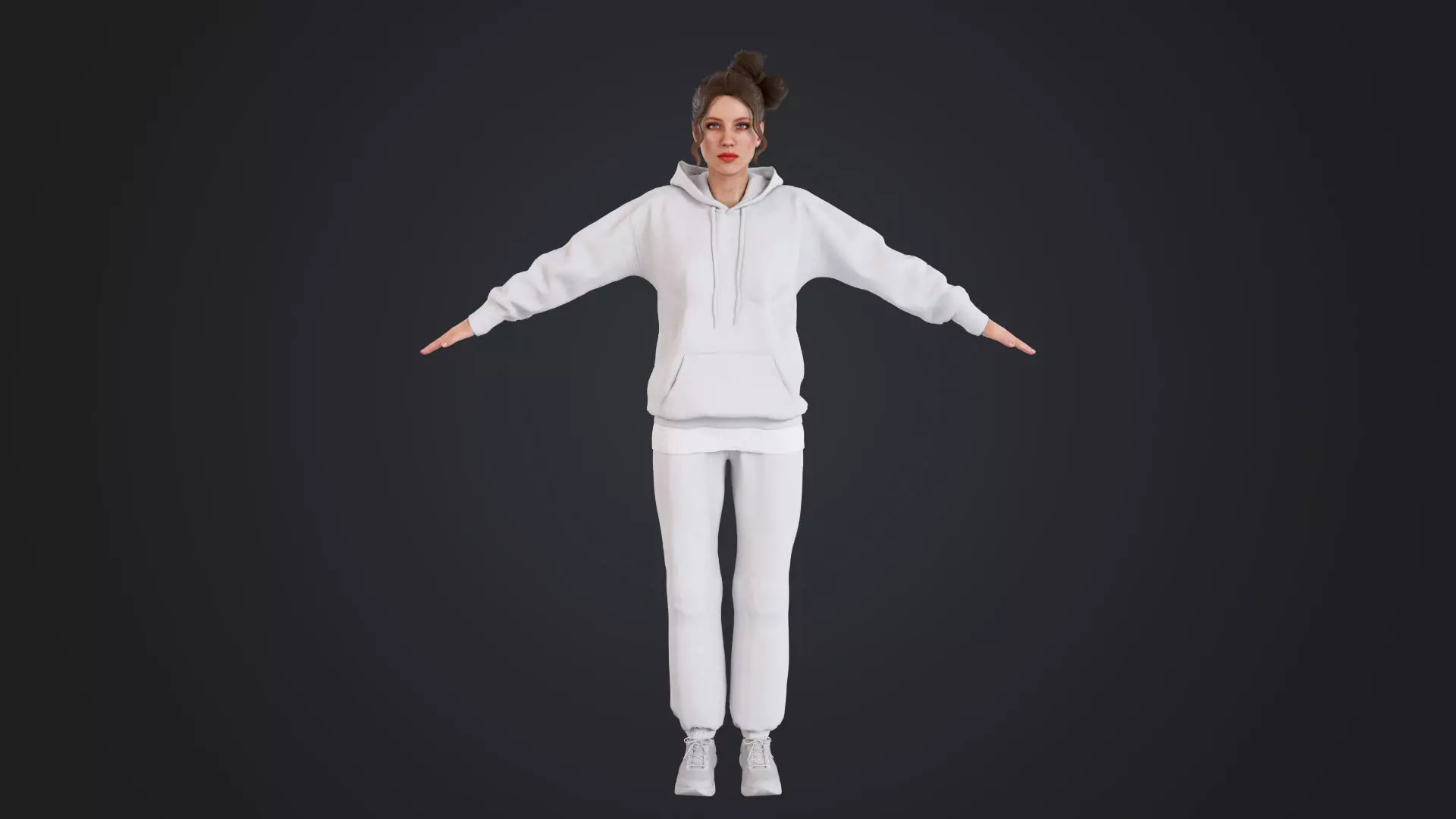 Women wearing hooded sweatshirts Low-poly 3D model_3