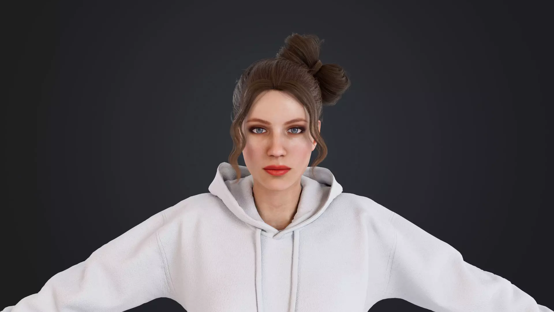 Women wearing hooded sweatshirts Low-poly 3D model_8