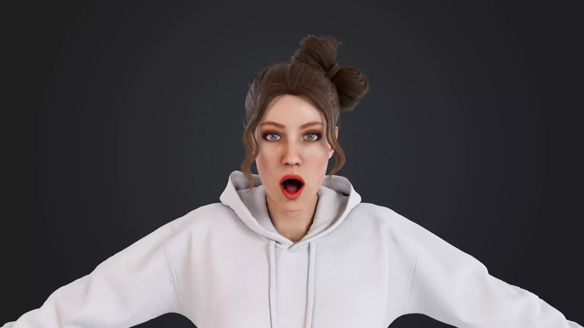Women wearing hooded sweatshirts Low-poly 3D model_13