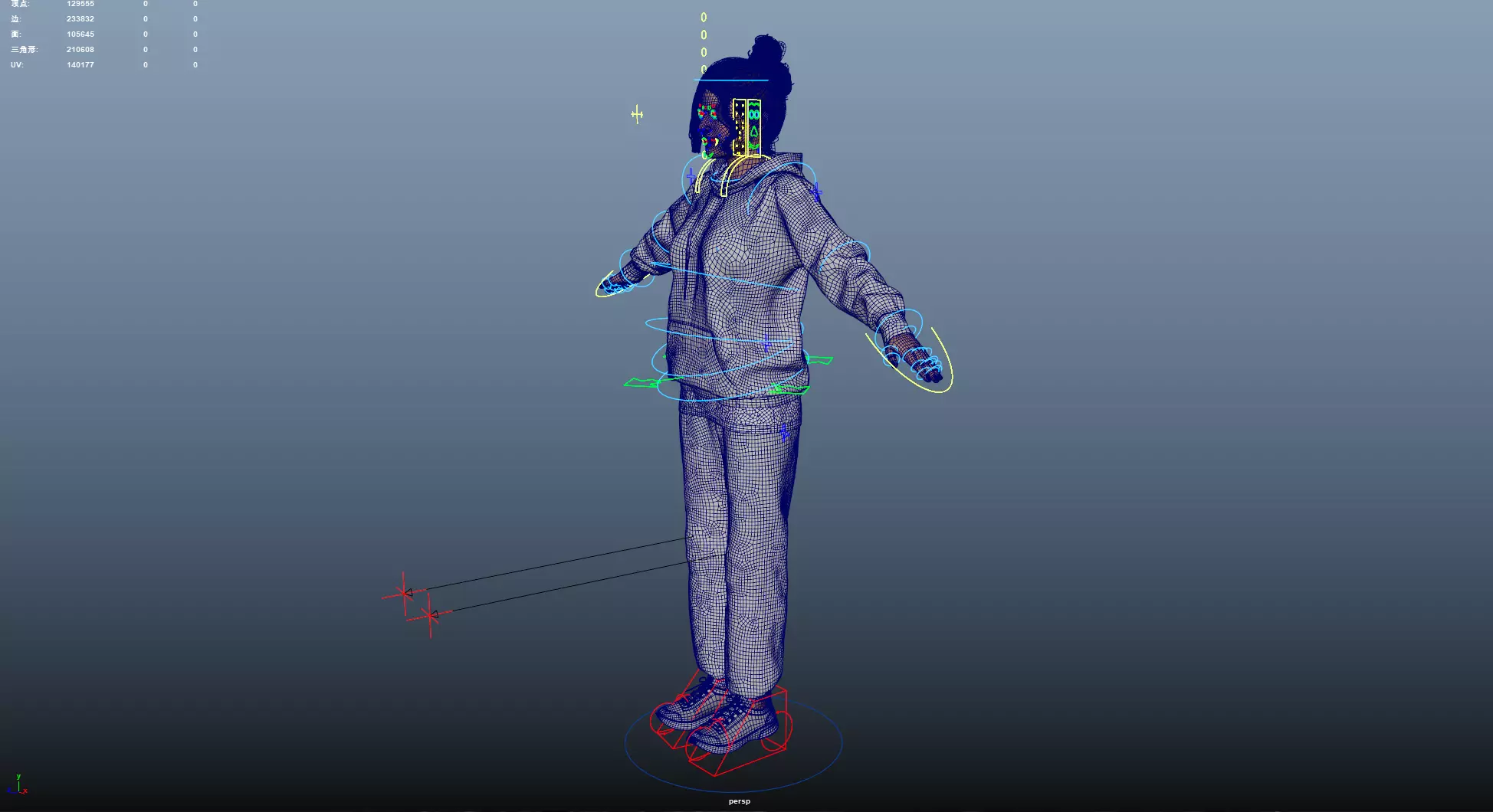 Women wearing hooded sweatshirts Low-poly 3D model_23