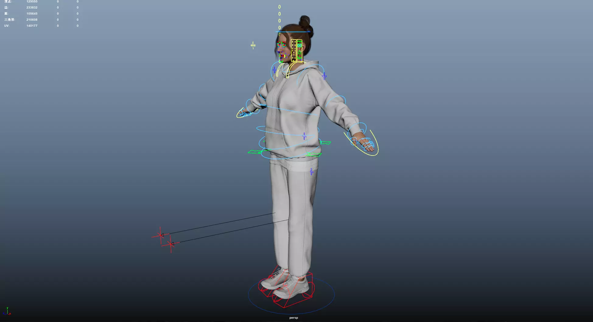 Women wearing hooded sweatshirts Low-poly 3D model_22