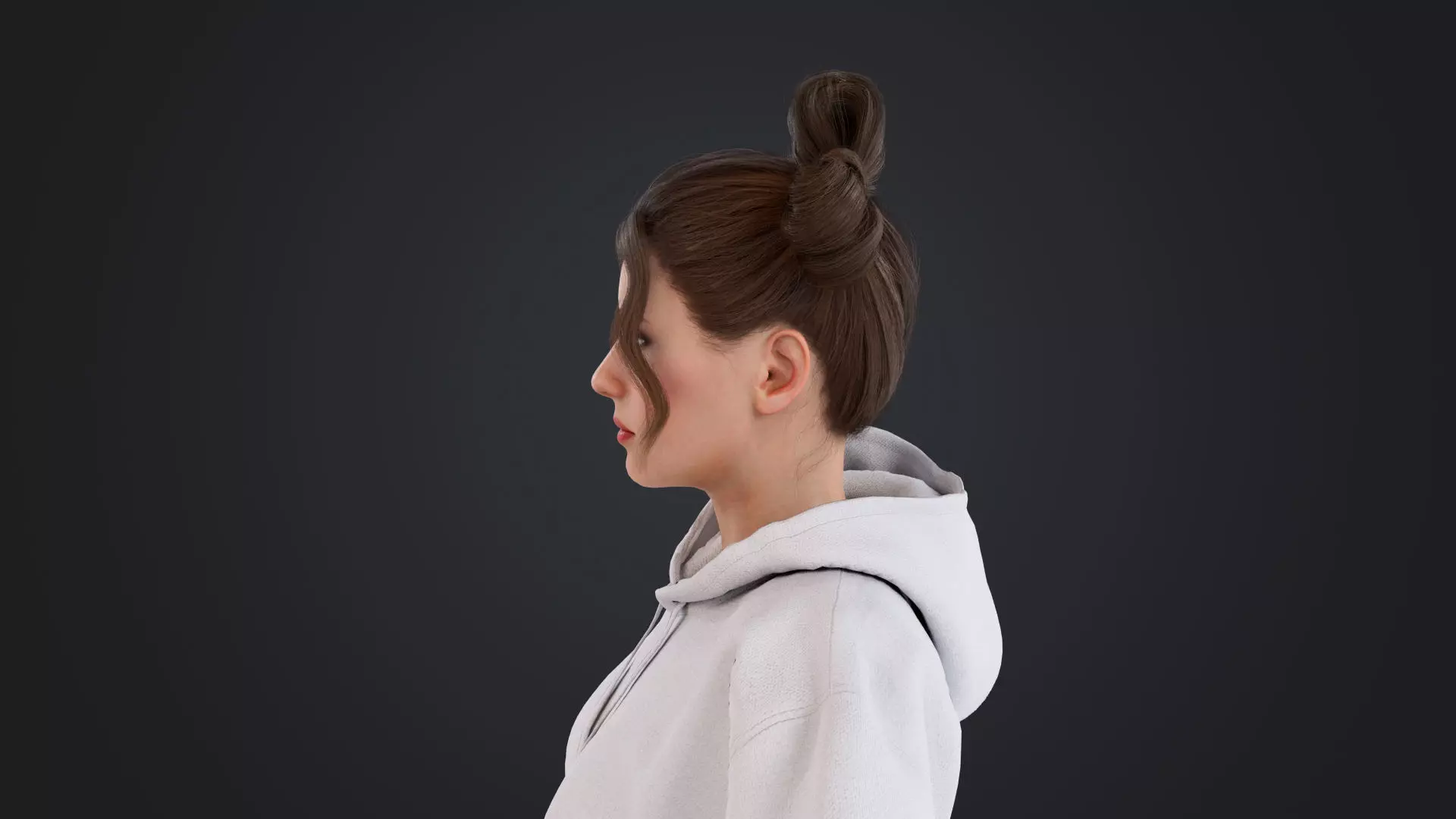 Women wearing hooded sweatshirts Low-poly 3D model_10