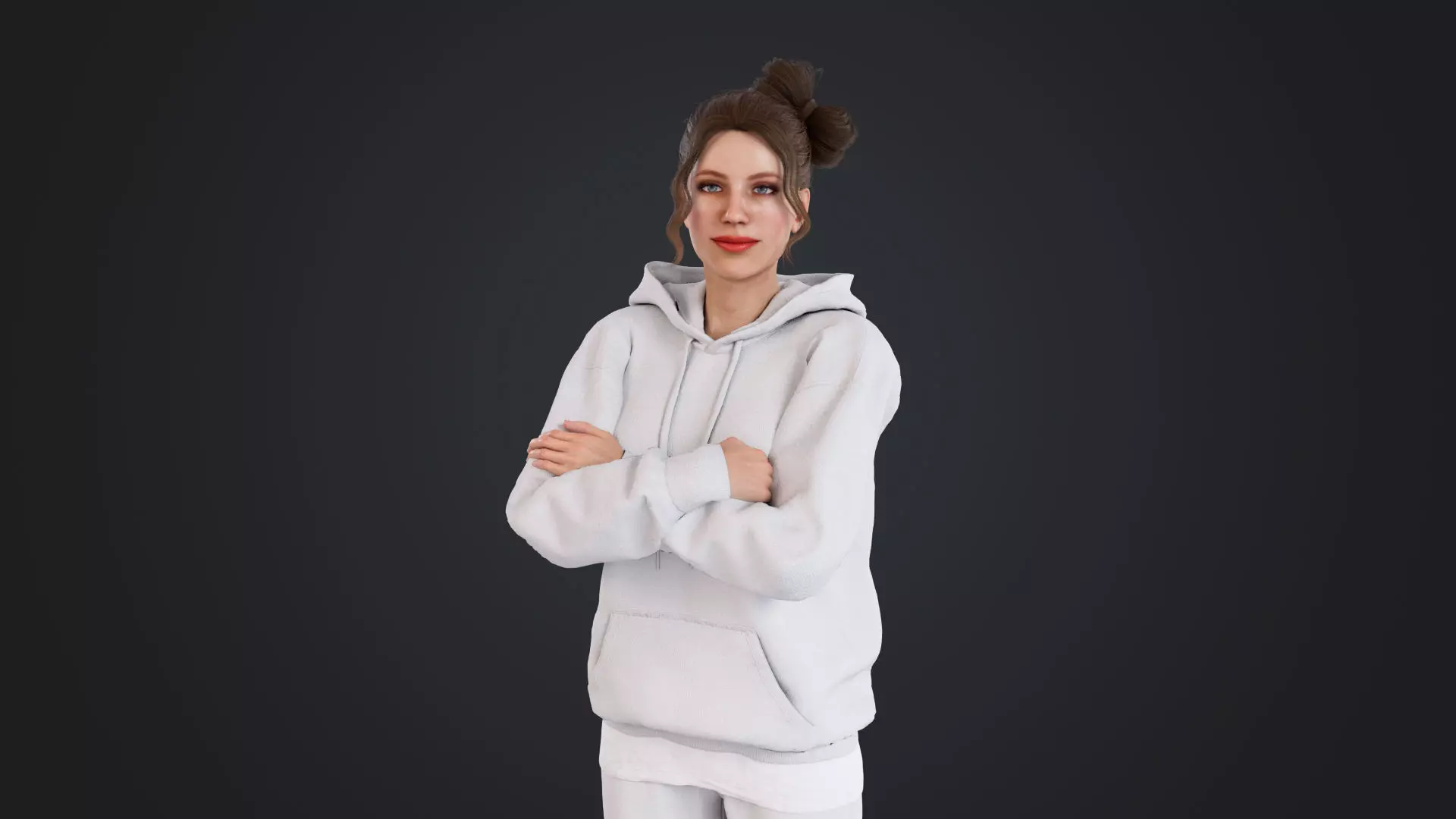 Women wearing hooded sweatshirts Low-poly 3D model_19